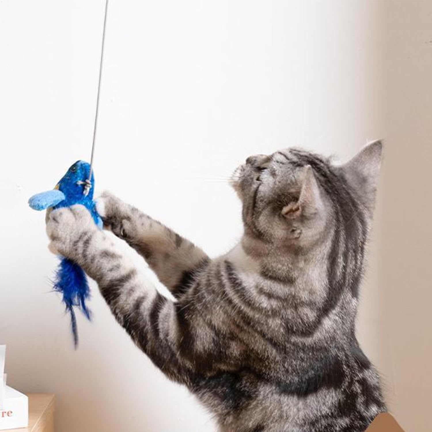 Cat Bird Toys - Bird Toys for Cats | Singing Bird Cat Toys | Interactive Bird Toys for Cats | Singing Bird Cat Toys | Realistic Churp Tweet Touch Activated Kitty Toy | Bird Cat Toy Cute Cat Play Toy - Yellow image number 4