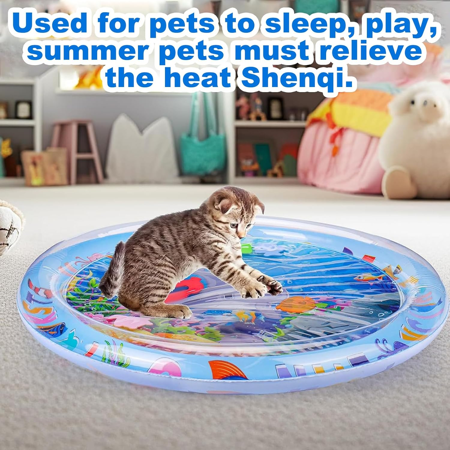 BSITSSS Water Sensory Mat Cat for Pets, Water Sensor Play Mat for Cats Dogs, Thickened Sensory Water Play Mat for Cats, Cool Sensory Water Mat for Cats, Comfort Water Sensory Play Mat Inflatable image number 3