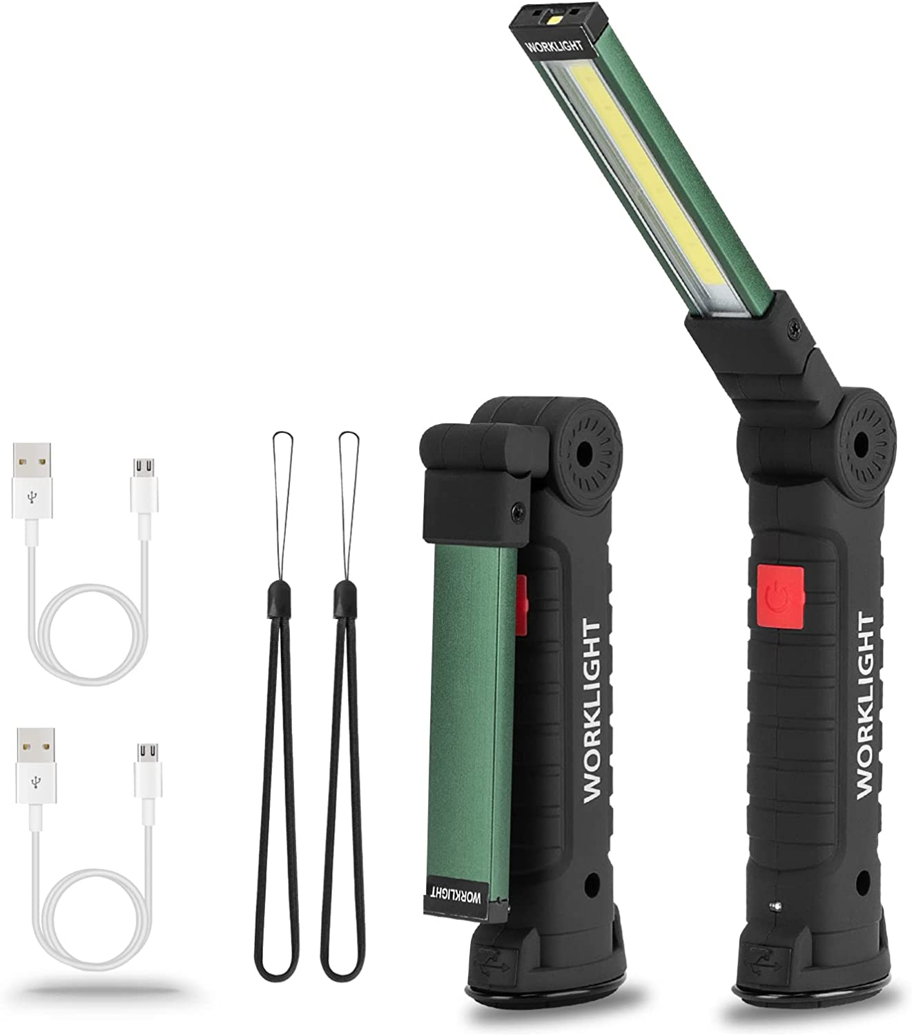 LED Rechargeable Work Light Flashlight Torch,Vagocom USB Portable COB Bright Inspection Lamp,Small Lantern with Magnetic Base for Mechanic Tools,Mechanic,Camping,Emergency,Workshop(1 Pack)