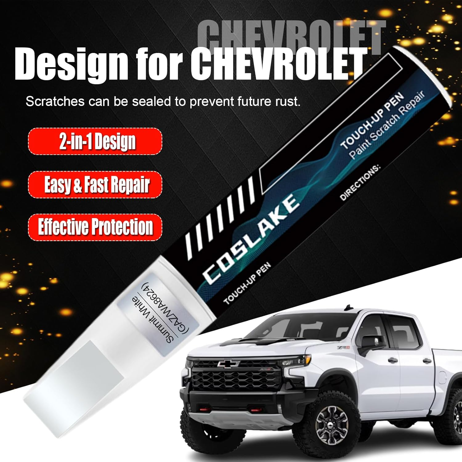 Car Touch up Paint(Dark Ash Metallic(G6M/Wa618G)) for Chevrolet, Car Paint Scratch Repair Kit, Quick & Easy Solution to Repair, 2 in 1 Scratch Remover Pen with Color-Matched