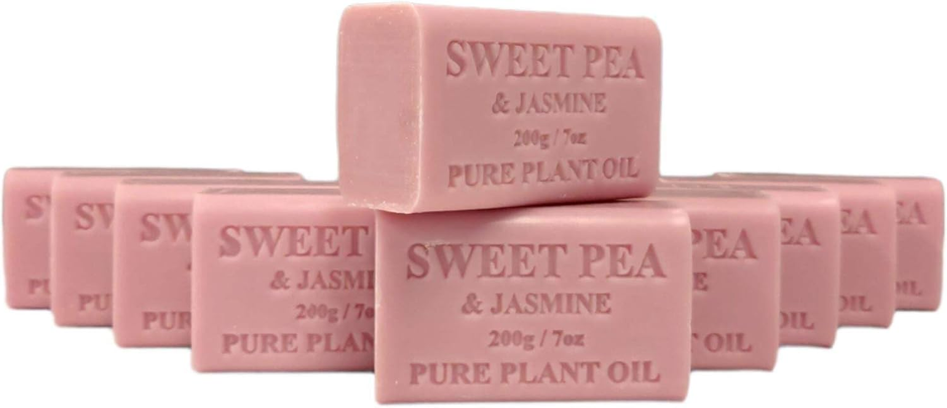 10X 200G Plant Oil Soap Sweet Pea Jasmine Scent Pure Natural Vegetable Base Bar image number 3