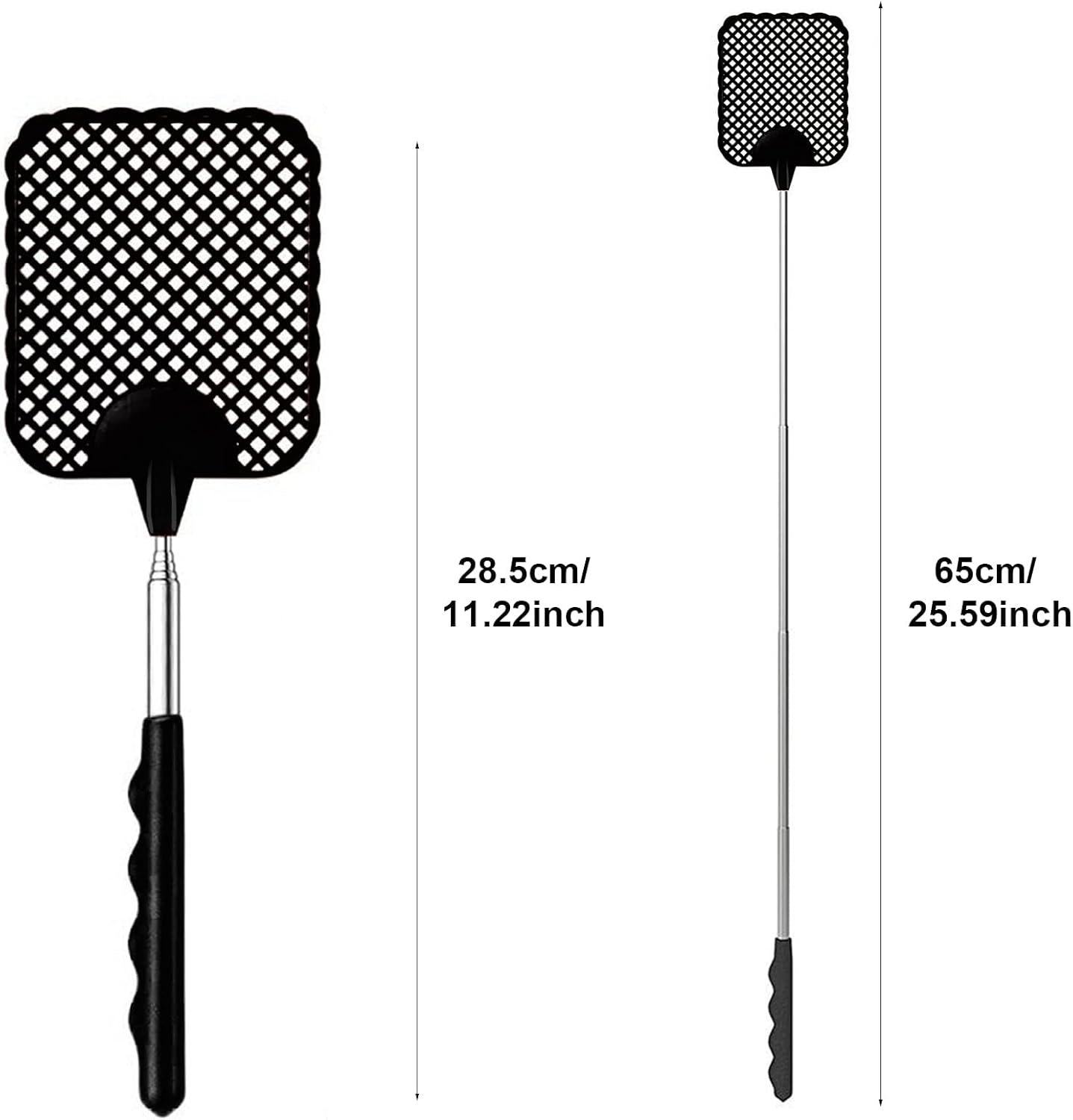 2 Pieces Extendable Fly Swatter, Plastic Fly Swatter, Manual Fly Killer for Controlling Flies, Mosquitos, Wasps, Pests (Black and Red) image number 4