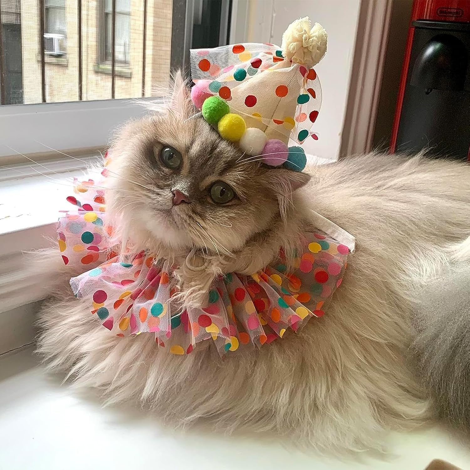 Princess Dog Crown Hat and Scarf Set, 2Pcs Cat Dog Princess Costumes Birthday Hat Scarf Set, Princess Costume Pet Neck Collar Girl Cat Collar Hat image number 4