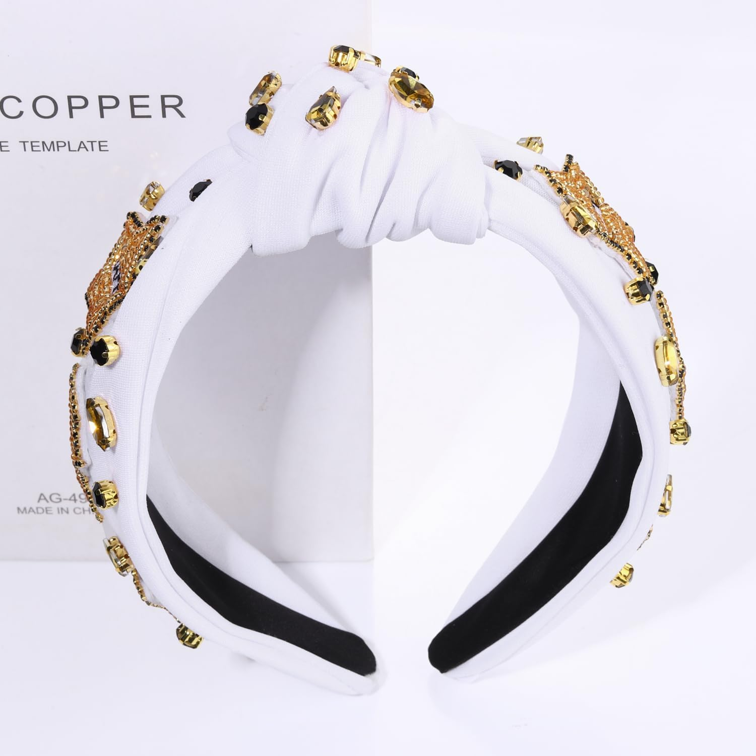 New Year'S Eve Headbands for Women Beaded Happy New Year Headbands Jeweled NYE Star Headbands Gold Rhinestone Crystal Knotted Headband New Years Eve Accessories Party Favors Gifts (HAPPY NEW YEAR) image number 3