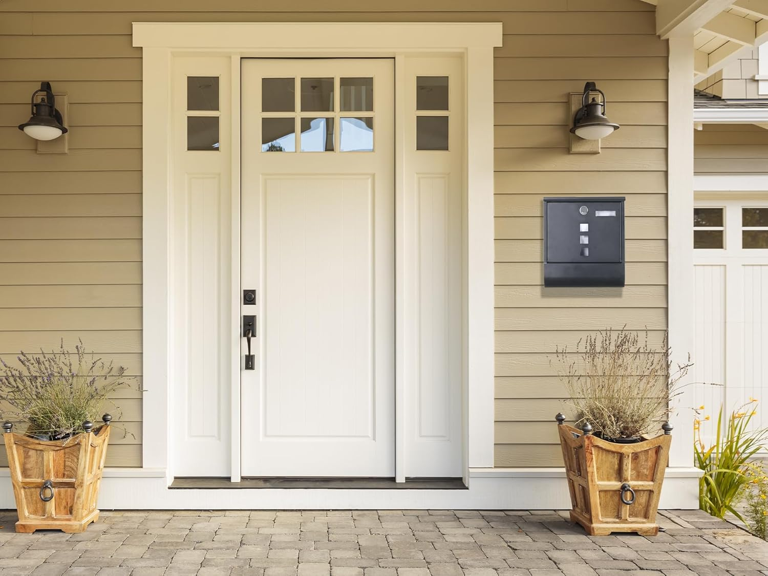 Wall Mounted Letter Post Box: outside Letterbox with Lock and Viewing Window Outdoor Mail Postbox Name Holder Newspaper Compartment 30.5 X 9.5 X 33.7 Cm image number 4