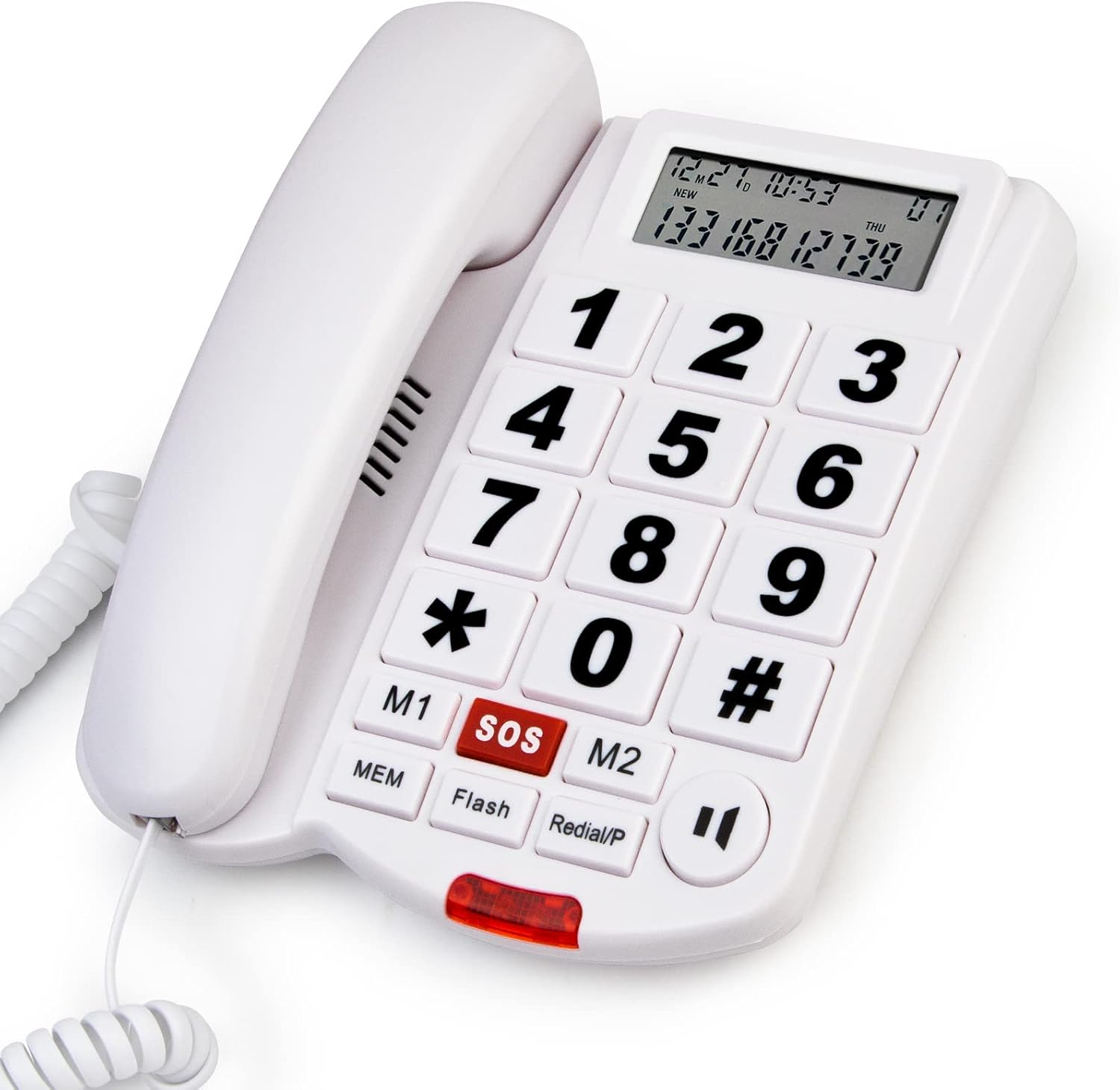 Big Button Landline Phone for Seniors, Elderly, Caller ID, Extra Loud Ringer, Indicator Light, SOS Emergency Corded Telephone for Hearing and Visually Impaired image number 3