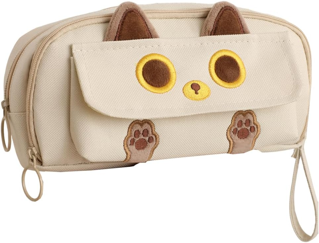 AIMALL Style Pencil Case for Boys & Girls - Multi-Function, Large Capacity, Simple Embroidered Design for Middle & High School Students, 8.26X4.33X3.14 Inches