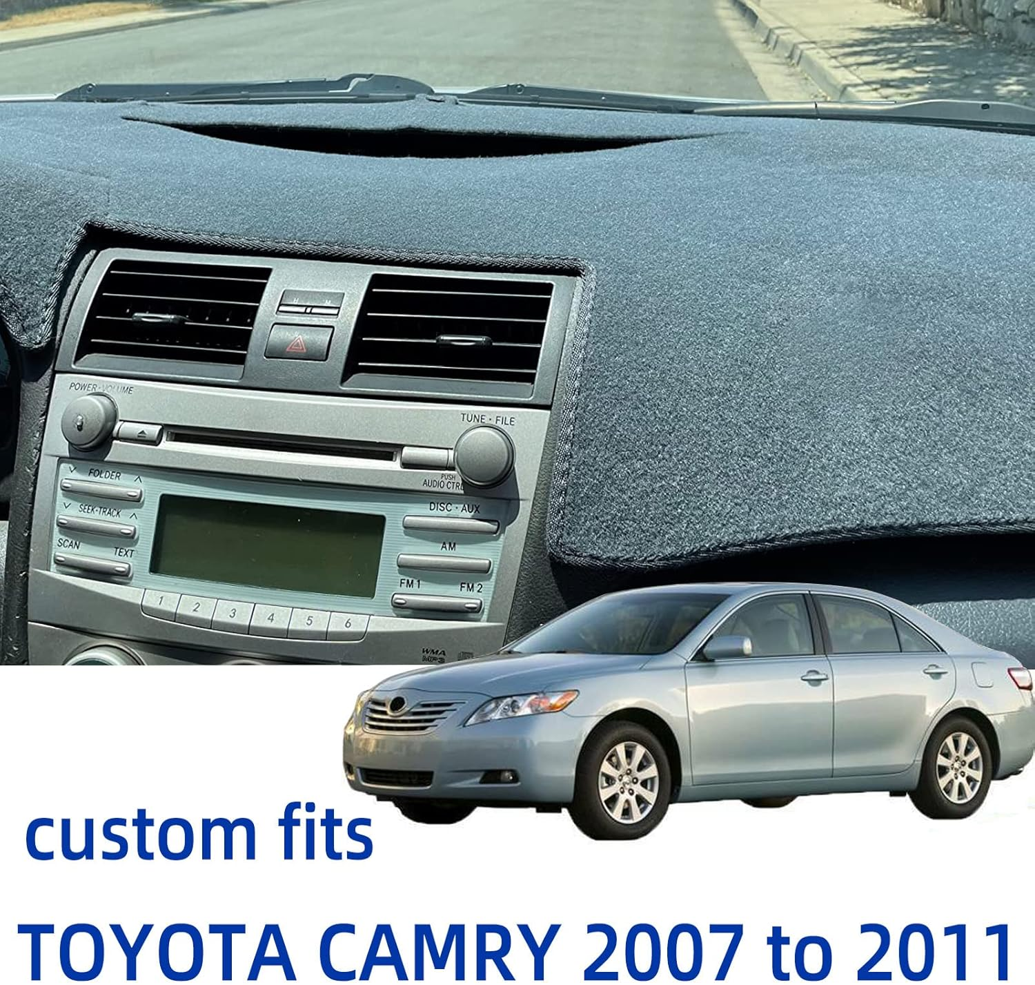 USDACOVE Dash Cover Dashboard Cover Mat Pad Custom Fit for Toyota Camry 2007 2008 2009 2010 2011(Charcoal Grey) - Dark image number 2