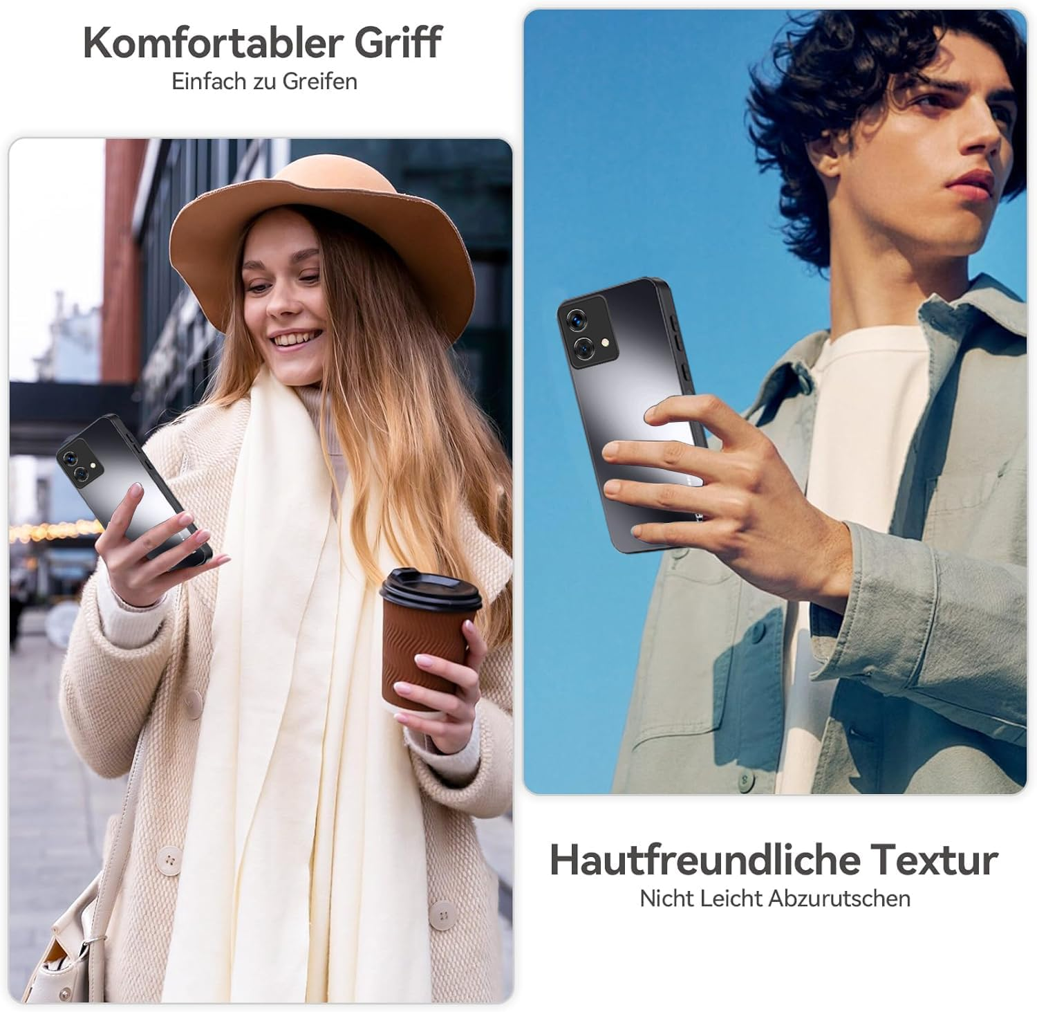 HAOYE Mobile Phone Case for Motorola Moto G84 5G Matte Frosted Case, Slim Non-Slip Shockproof Protective Case, Anti-Fingerprint Full Protection - Black image number 1