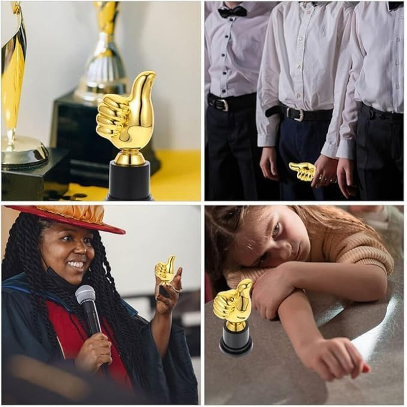Golden Thumb Trophy,4Pcs Gold Trophy plus Thumbs Up,Trophy plus Thumbs Up,Trophies Thumbs up Trophies,Thumb Shaped Trophies Gold Trophy Awards Rewards Trophies Trophyr image number 1