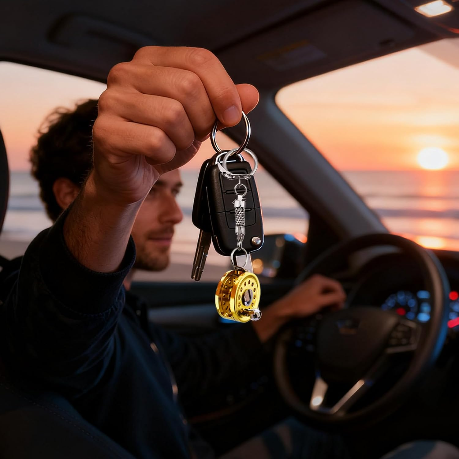 Bag Charm - Fishing Reel Metal Key Chain - Fishing Tackle Fidget Keychains - for Purse Handbag Wallet Phone Luggage Truck School Travel Party Office Home Angler Women Men - C image number 4