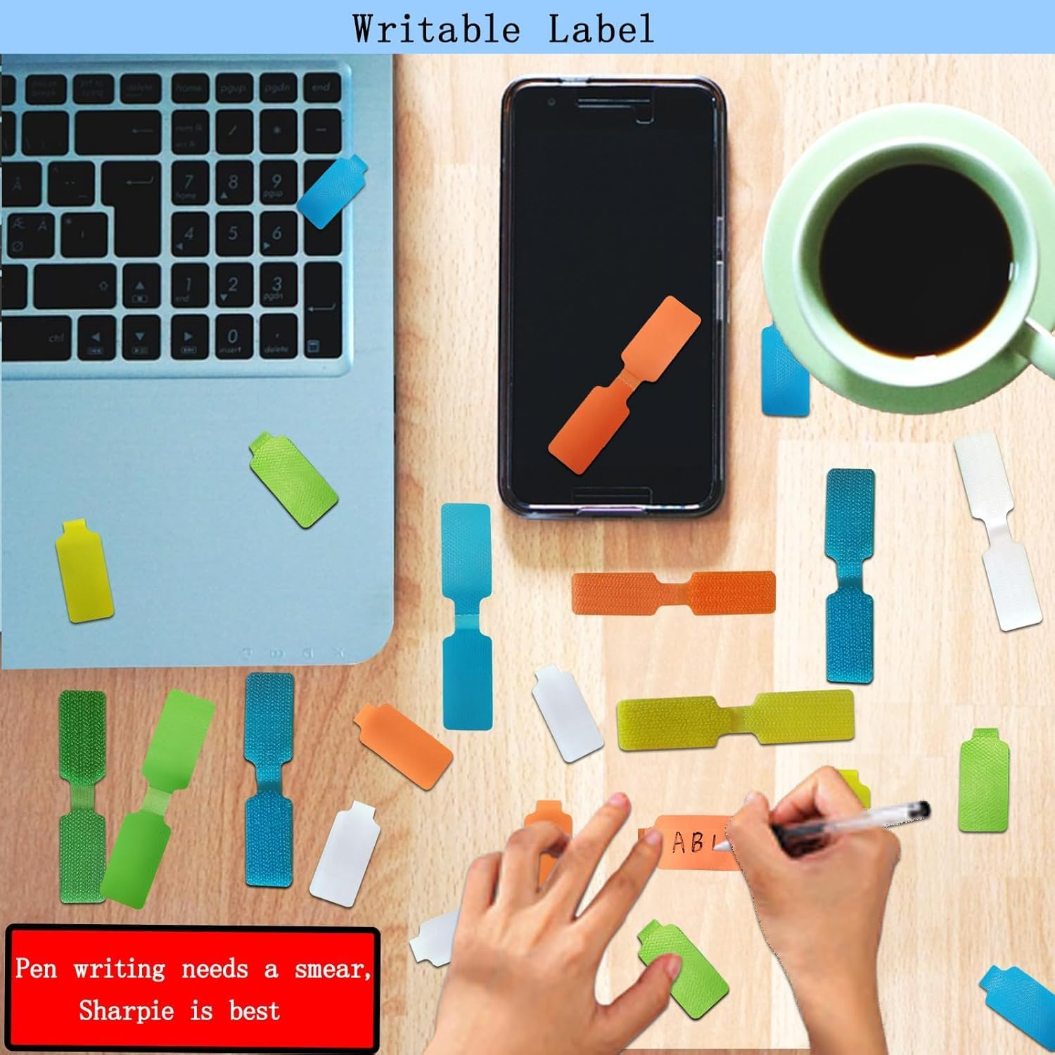 Write on Cord Labels - 20Pcs Writable Wire Tags, Nylon Cable Labels, Colorful Cord Tags for Organizing image number 6