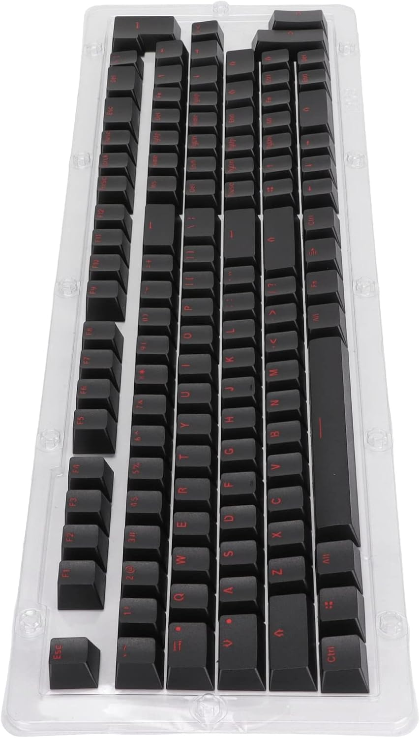 117 Keys Keycaps,Oem Height OPQ Opaque Keycaps, for 61/64/68/71/78/82/84/87 Keys Mechanical Keyboard (Black Red Letters) image number 3