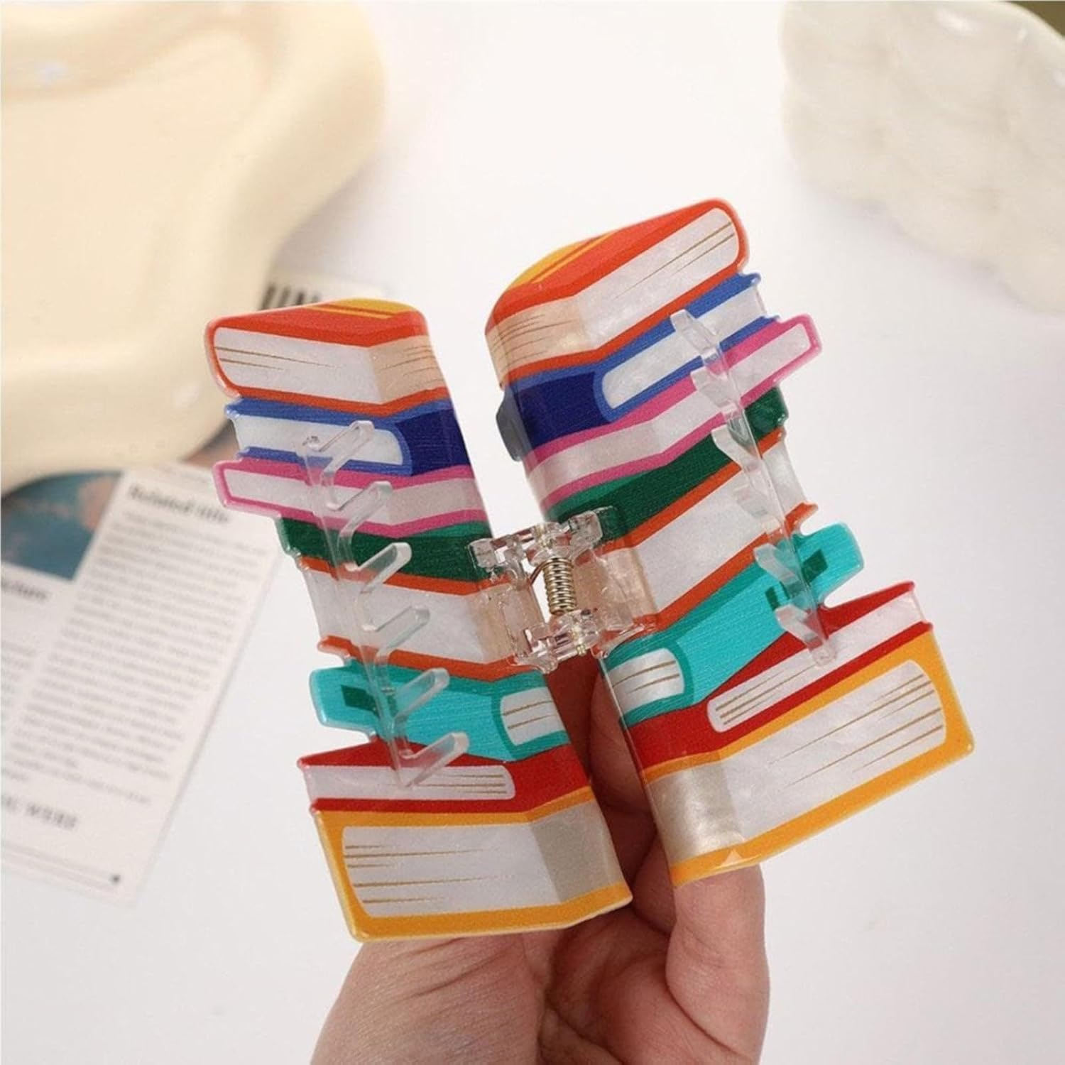 2 Pack Book Hair Clips Back to School Hair Clips for Thin Hair Funny Teacher Hair Jaw Barrettes Cute Hair Accessories for Women Book Lovers Teachers Appreaction Present image number 1