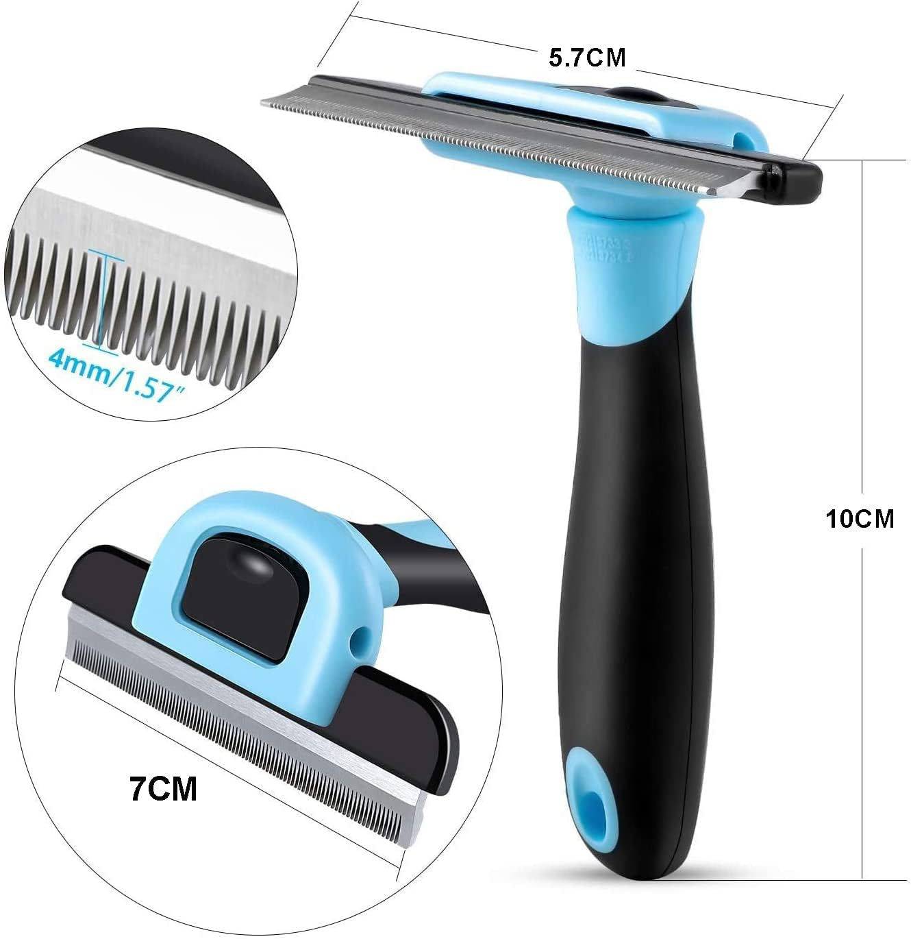 DDSHUN Deshedding Tool - Pet Grooming Brush Dematting Comb for Short, Medium & Long Haired Dogs, Cats, Horses image number 4
