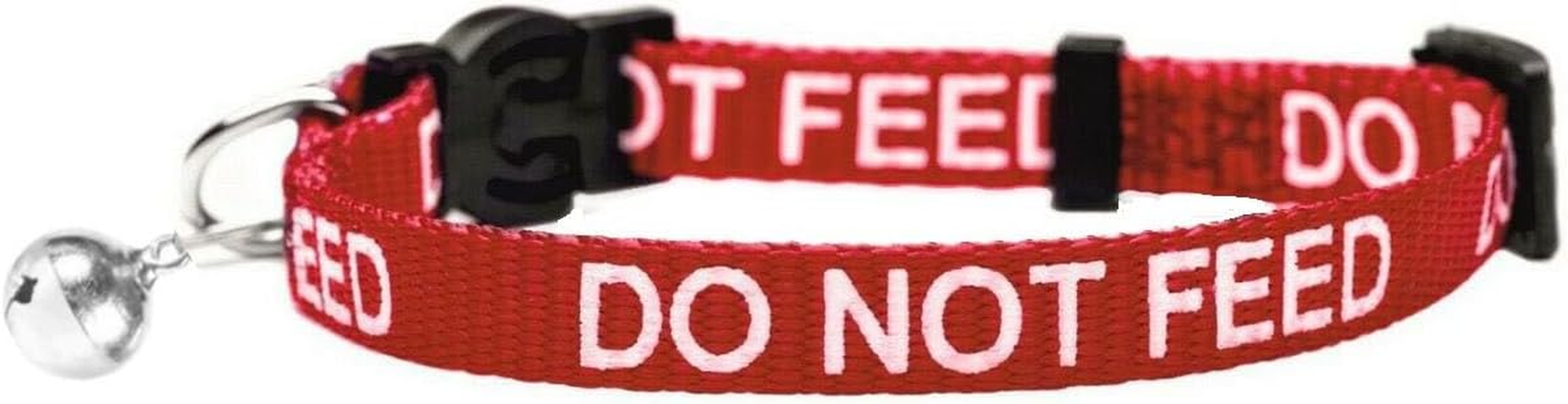 LARRYROO Cat Collar with DO NOT FEED Print - Soft Nylon & Safety Release Buckle - with Personalised Engraved round Silver ID Tag with IM CHIPPED Print (Red) - Green image number 4