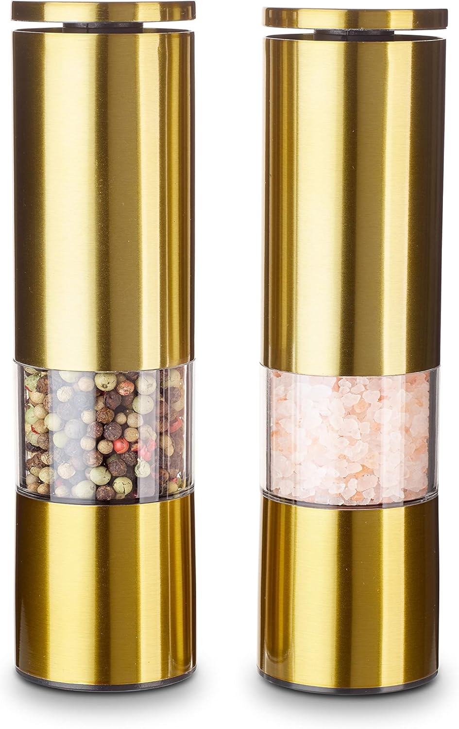 Echtwerk 2-Piece Spice Mill Set, Salt and Pepper Mill Made of High-Quality Stainless Steel with ABS Ceramic Grinder, Manual, for Pepper, Salt and Chilli, Silver Edition