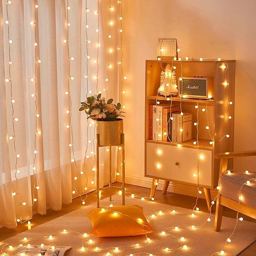 Fairy Lights Battery Operated 33Ft 80 LED Globe String Lights, Lighting Modes for Indoor Outdoor Bedroom Christmas Halloween Decor - Warm White image number 6