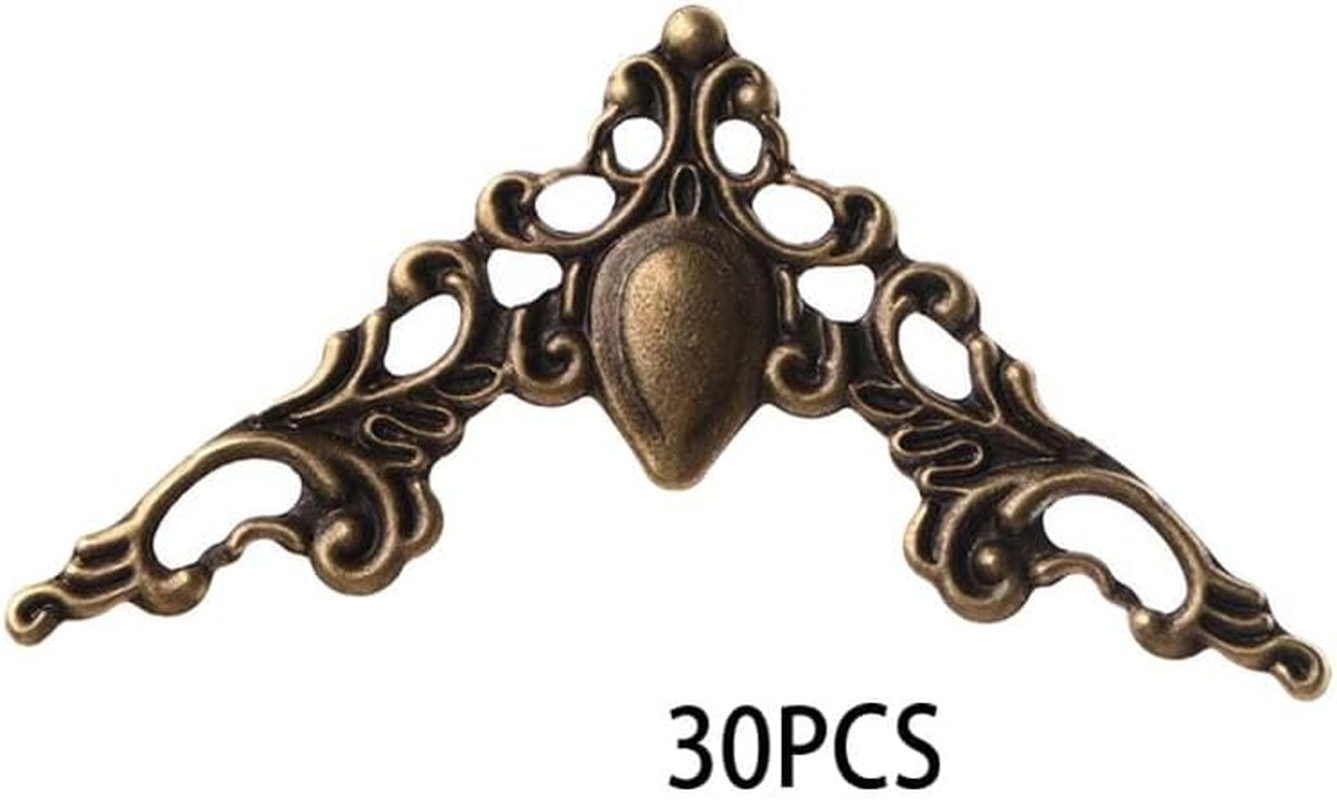 Pokinge 60PCS Metal Angle Corner Brackets Gold Bronze Metal Corner Guard Decorative Protector for Menus Photo Frame Furniture (Two Colors) image number 3