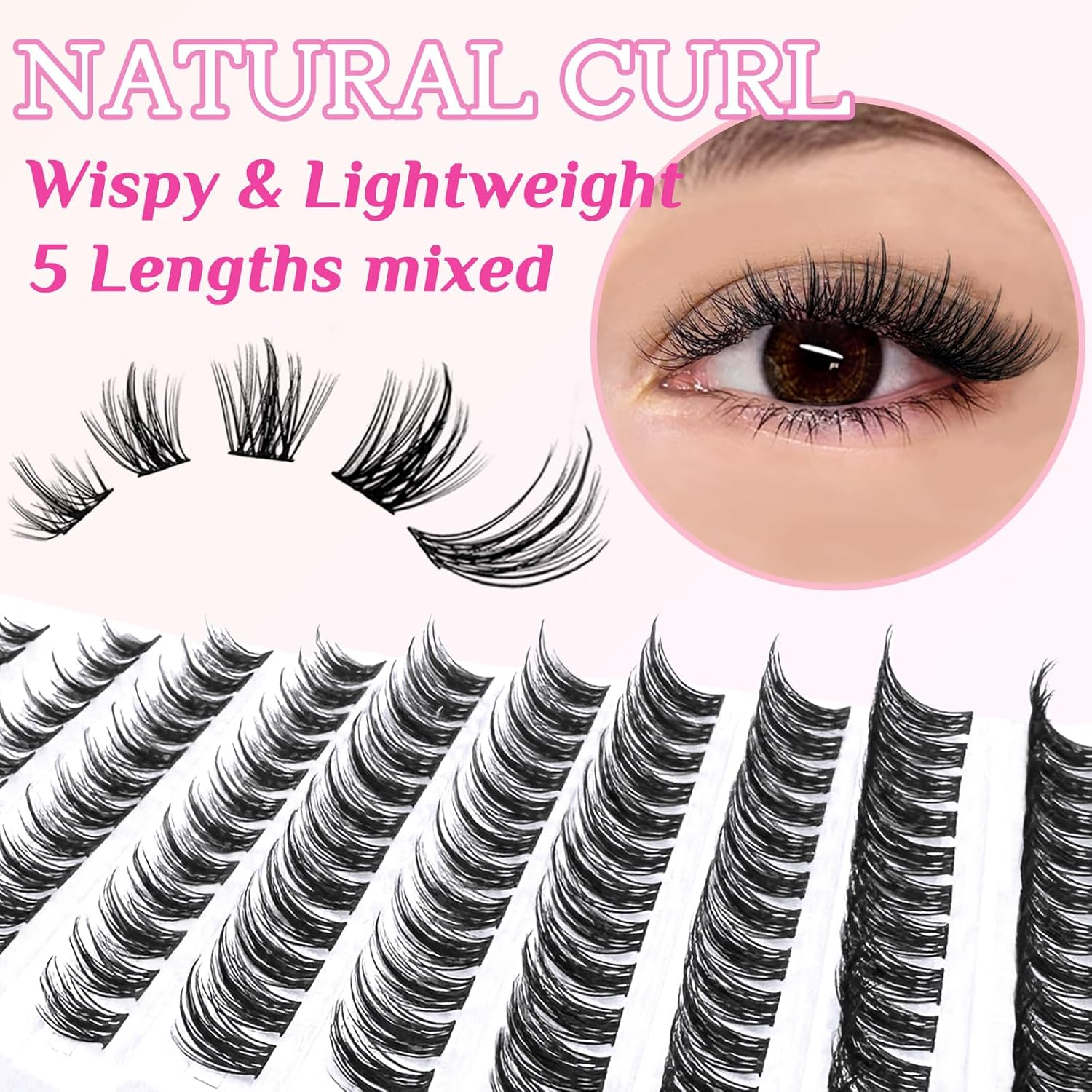 Lash Clusters C Curl Manga Eyelash Extensions Wispy 8-16MM Natural Spiky Eyelash Clusters Thin Band 120Pcs,8Mm 10Mm 12Mm 14Mm 16Mm Mix False Eyelashes image number 1