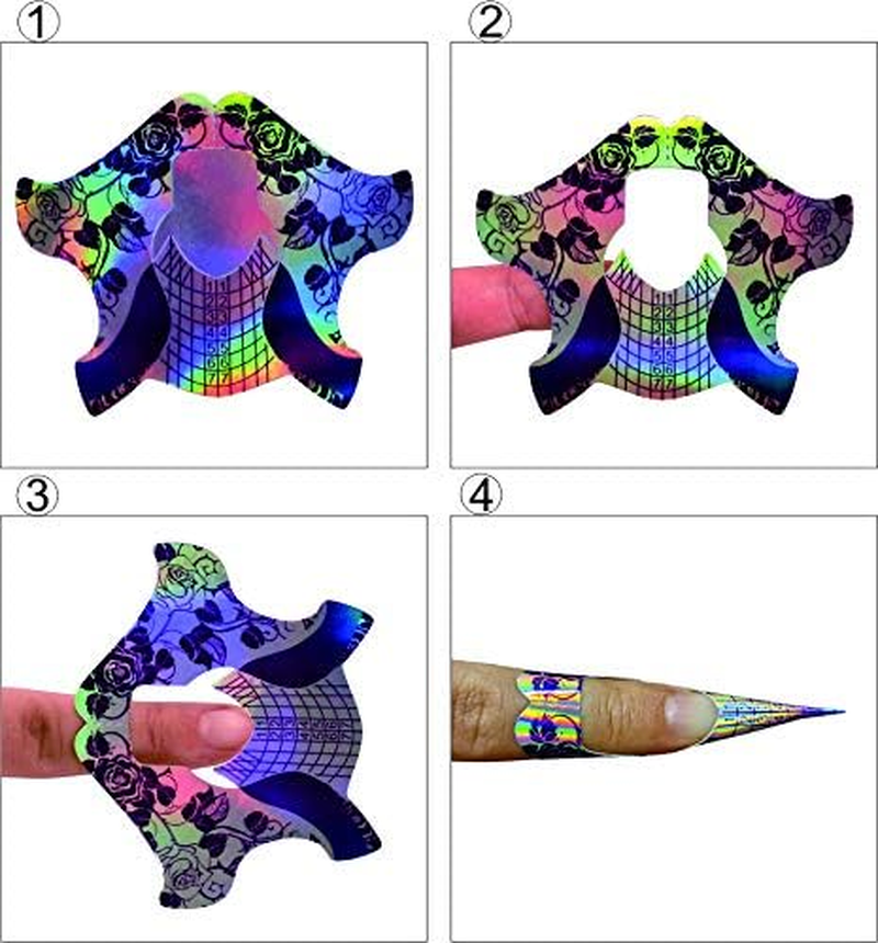 Fingerangel 500Pcs Holographic Nail Art Extension Tips Purple Color Acrylic Nail/Uv GEL Nail Form Guide Stickers, Nail Art Equipment for Salon image number 1