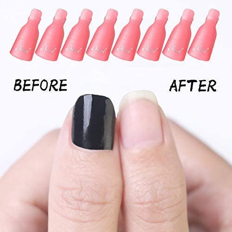 Uandhome 10Pcs Acrylic Nail Art Soak off Cap Clip, UV Gel Polish Remover Wrap Cleaner Tool for Fingernail, Nail Polish Gel Remover Tools image number 2