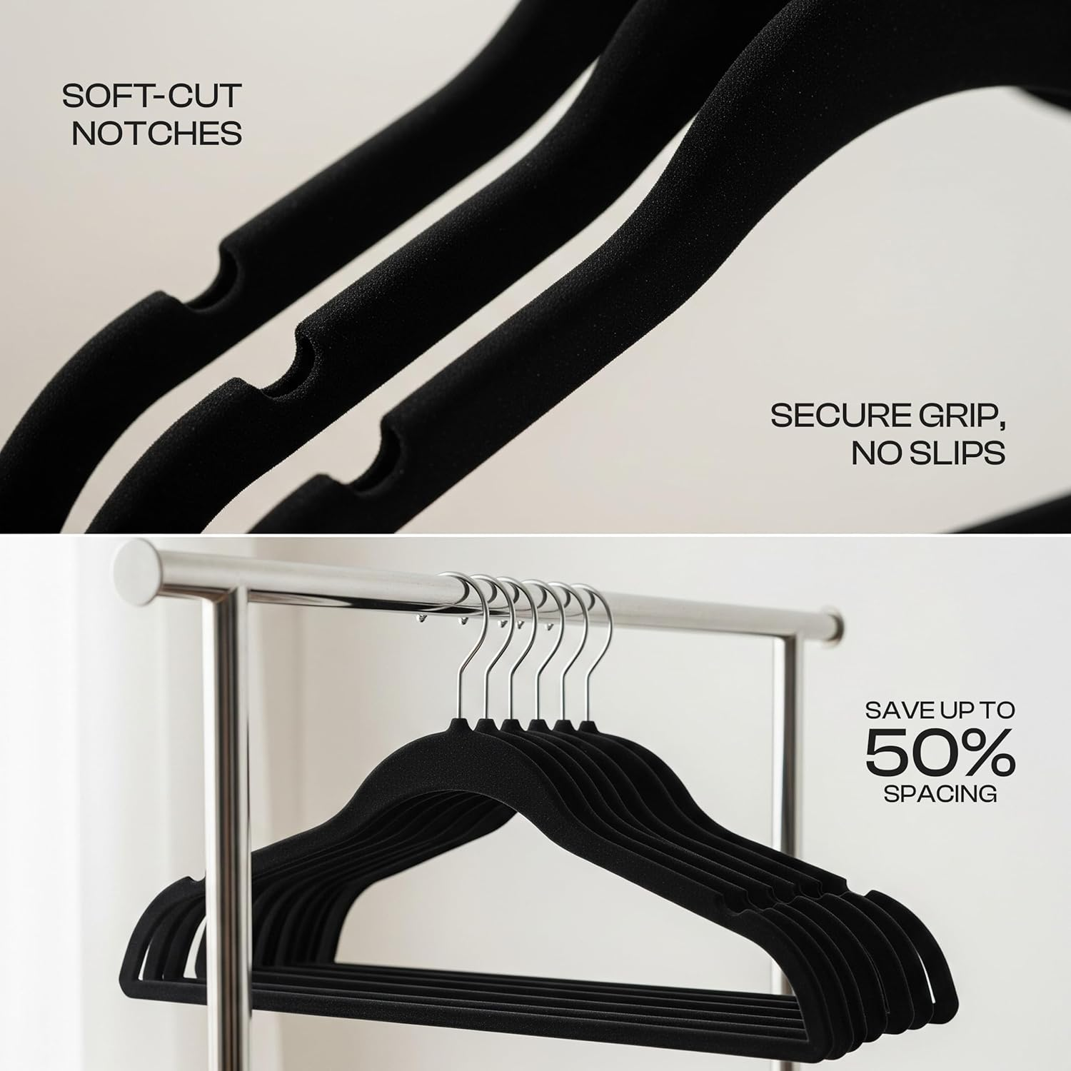 Utopia Home Velvet Hangers 50 Pack - Non-Slip Clothes Black Hanger - Suit Hangers with 360 Degree Rotatable Hook - Heavy Duty Hanger for Coat & Pant image number 3