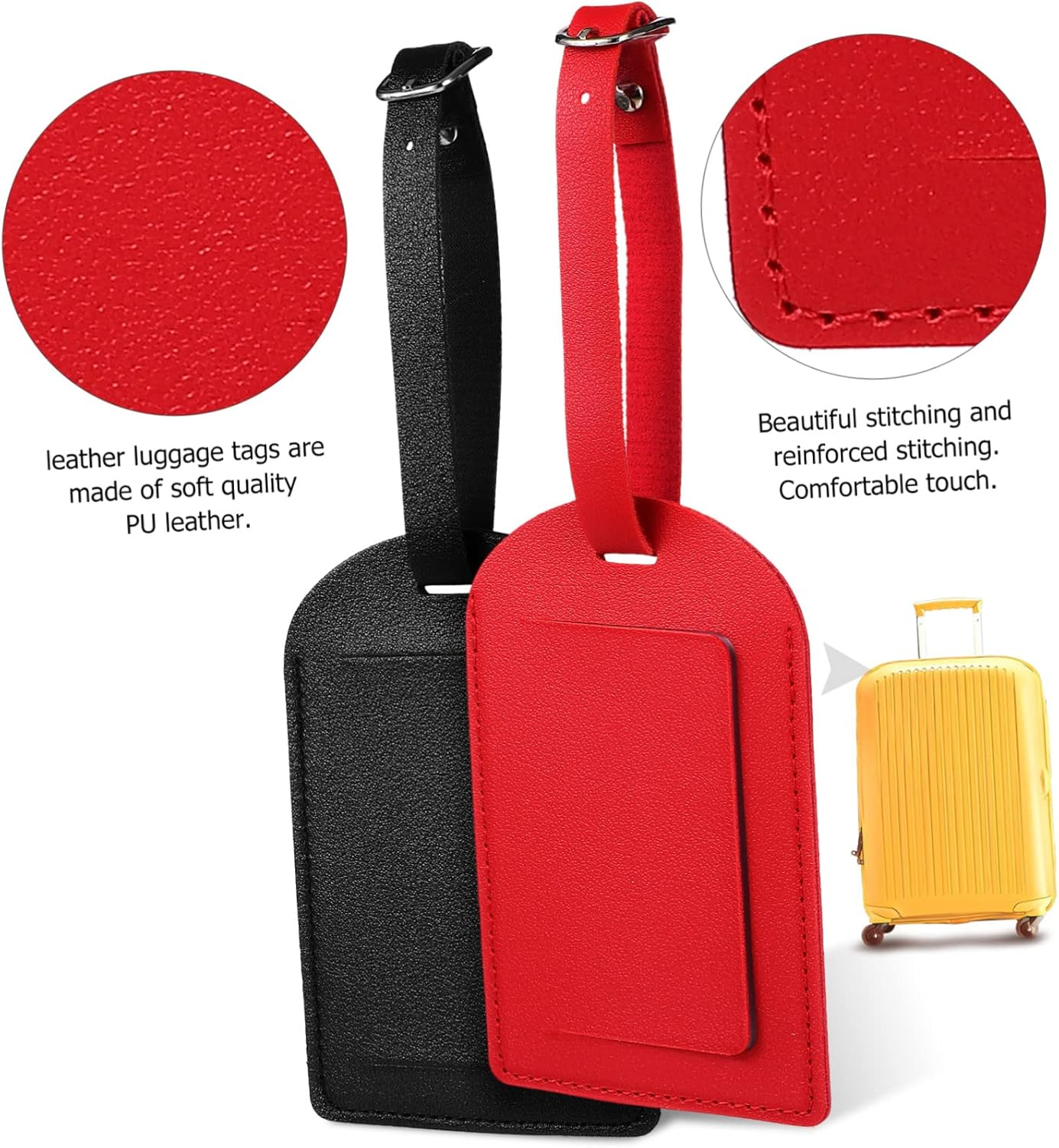 VANZACK 8Pcs Thickened Leather Luggage Tag Flipping Lid Travel Accessories for Suitcase Luggage Tags for Travel image number 1