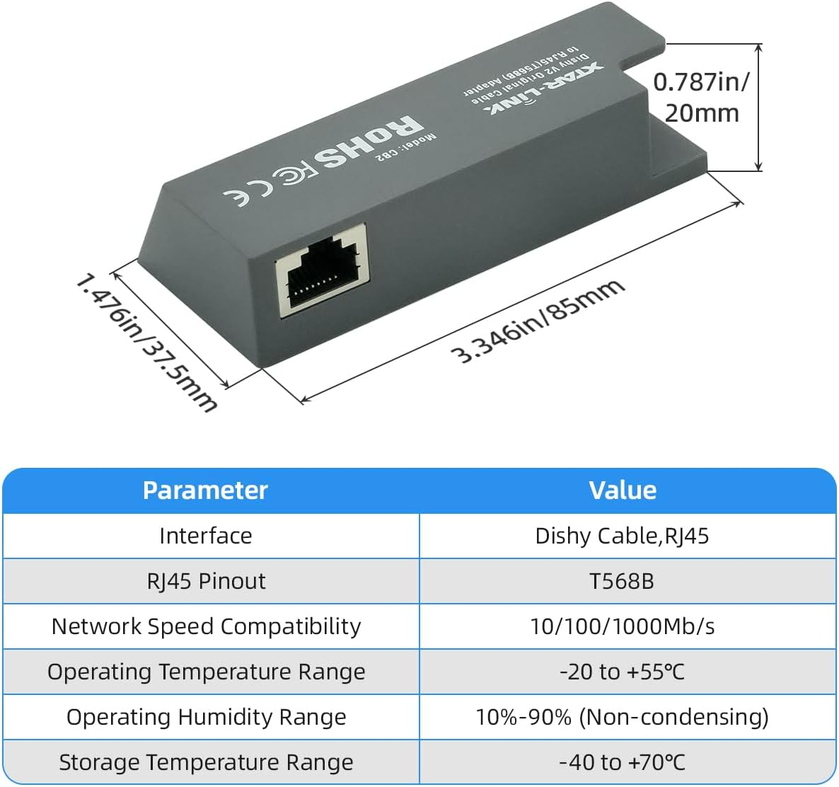 Starlink Dishy V2 to RJ45 Adapter, Transform Starlink Dishy Cable to RJ45 Connection image number 3