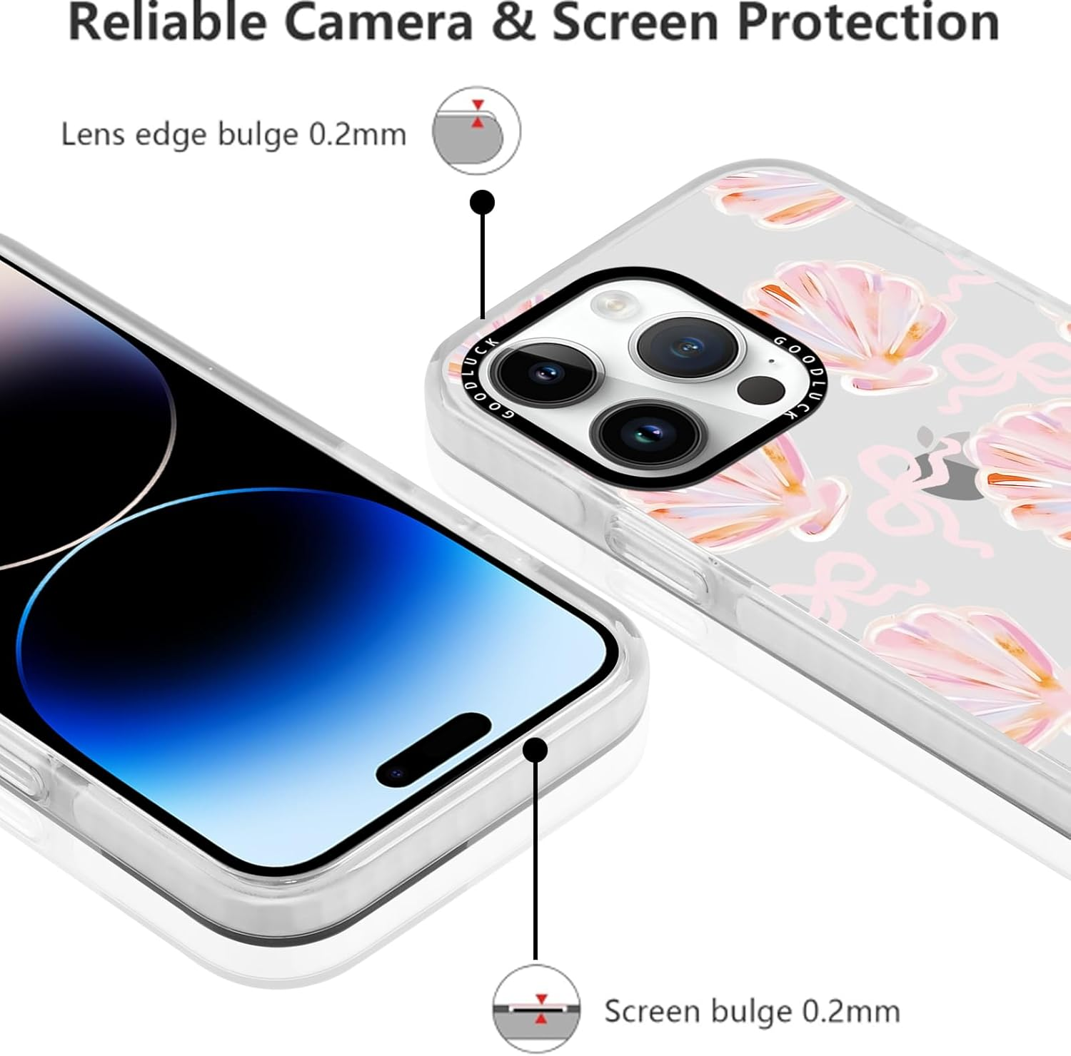 Yoedge Transparent Mobile Phone Case for Iphone 14 Pro Max Case, Aesthetic Bow Pattern, Cute Shell Design, Girls Gift, Protective Case, Silicone Hard PC Case Cover for Iphone 14Pro Max 6.7 Inches image number 6