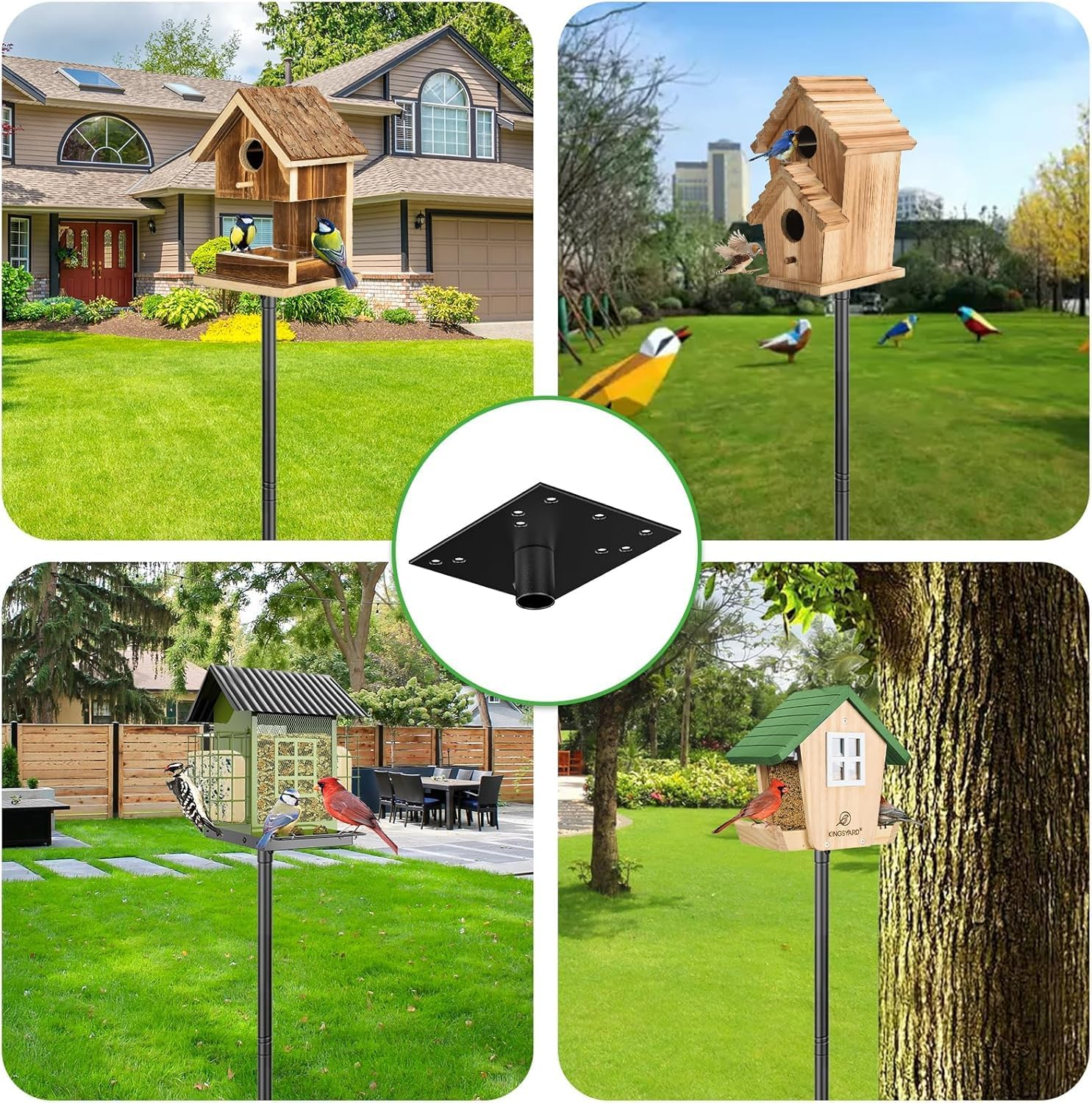 Upgraded 94 Inch Bird Feeder Pole with Shepherds Hooks,Adjustable Bird House Pole Mount House Pole Kit with 5 Prongs Base for Garden, Birds Watching & Birdfeeder Pole, Heavy Duty Bird Feeder Stand