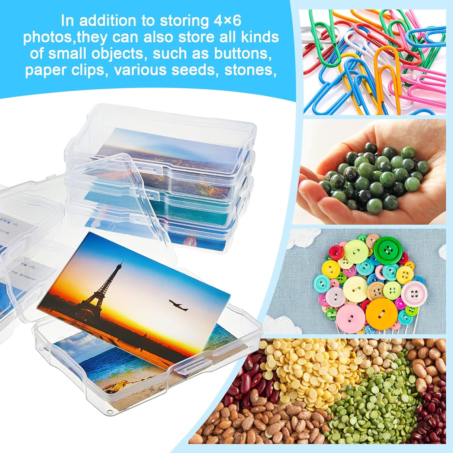 Geelin 30 Pcs Clear Photo Storage Boxes for 4" X 6" Pictures Transparent Photo Case Plastic Photo Organizers and Storage Photo Storage Containers Photo Keeper for Photo Picture Card, 6.7 X 4.7 X 1.2'' image number 5