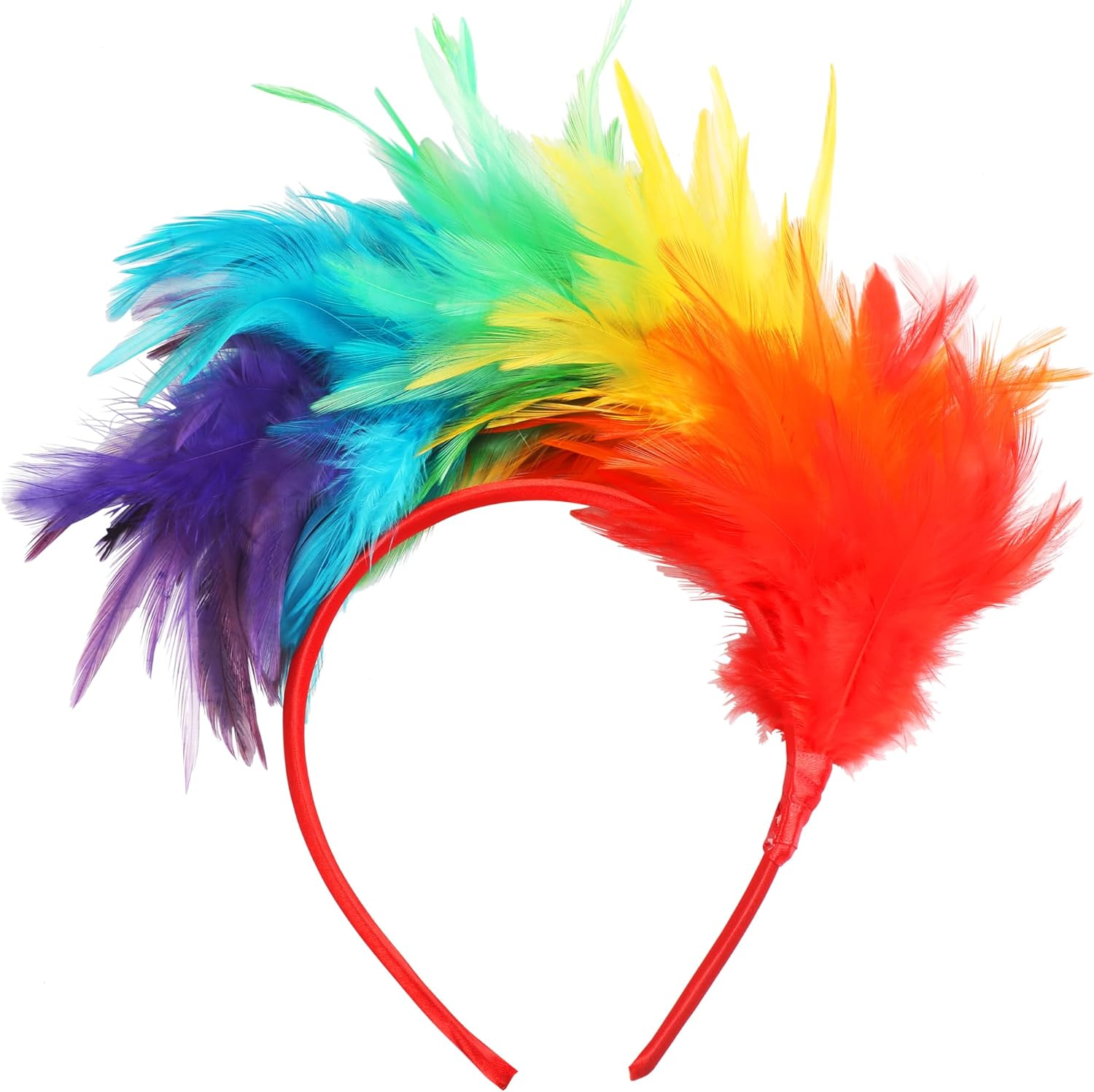 TRIXES Rainbow Feather Headband &ndash; One Size Fits Most &ndash; Multicolour Fancy Dress Accessory -Perfect for Lgbtqia2S+ Pride and Carnival image number 6