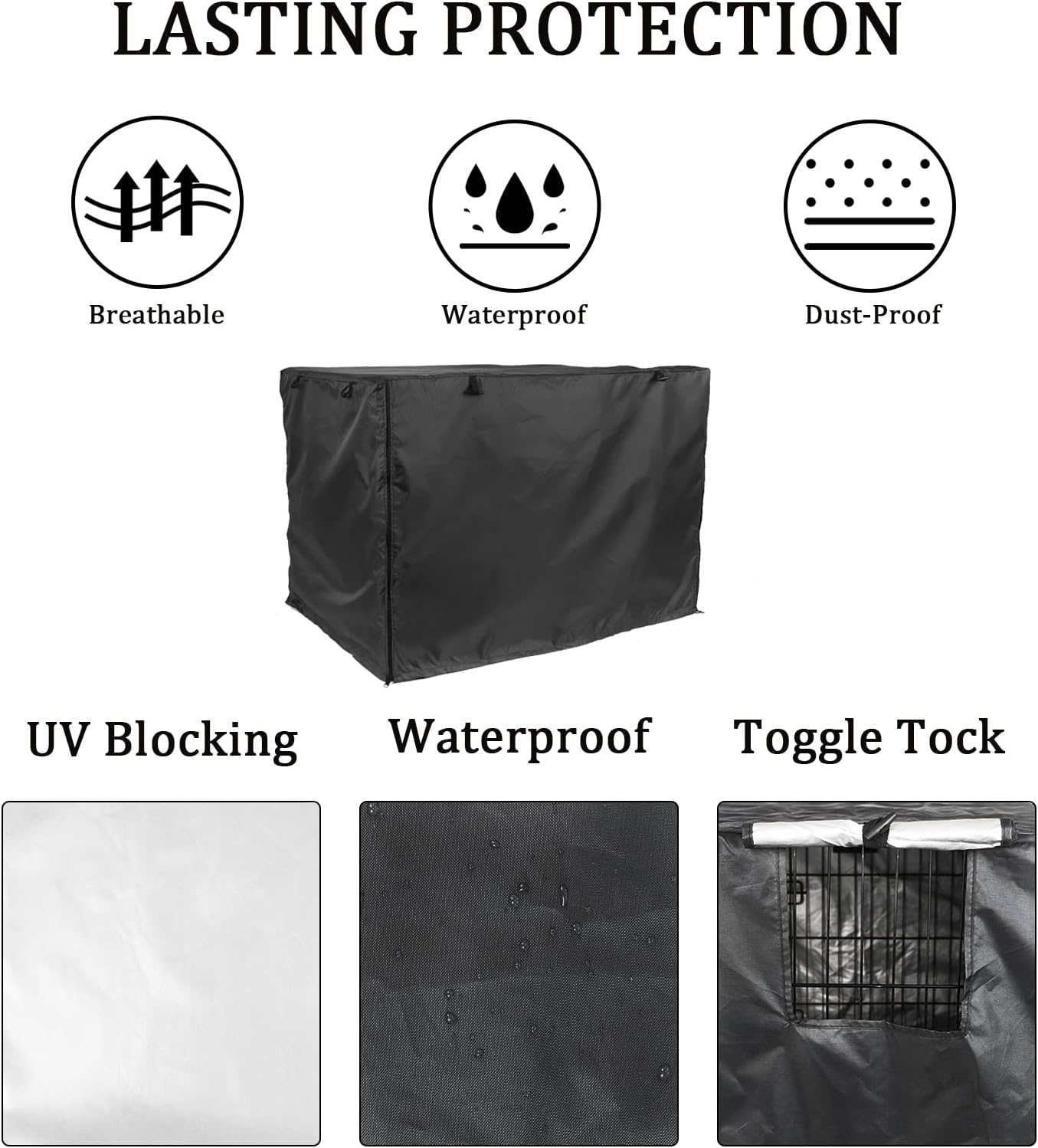 Dog Crate Cover 36 Inch - Double Door, Waterproof Dog Kennel Cover with Air Vent Window, for Indoor/Outdoor Most Wire Dog Crate image number 2