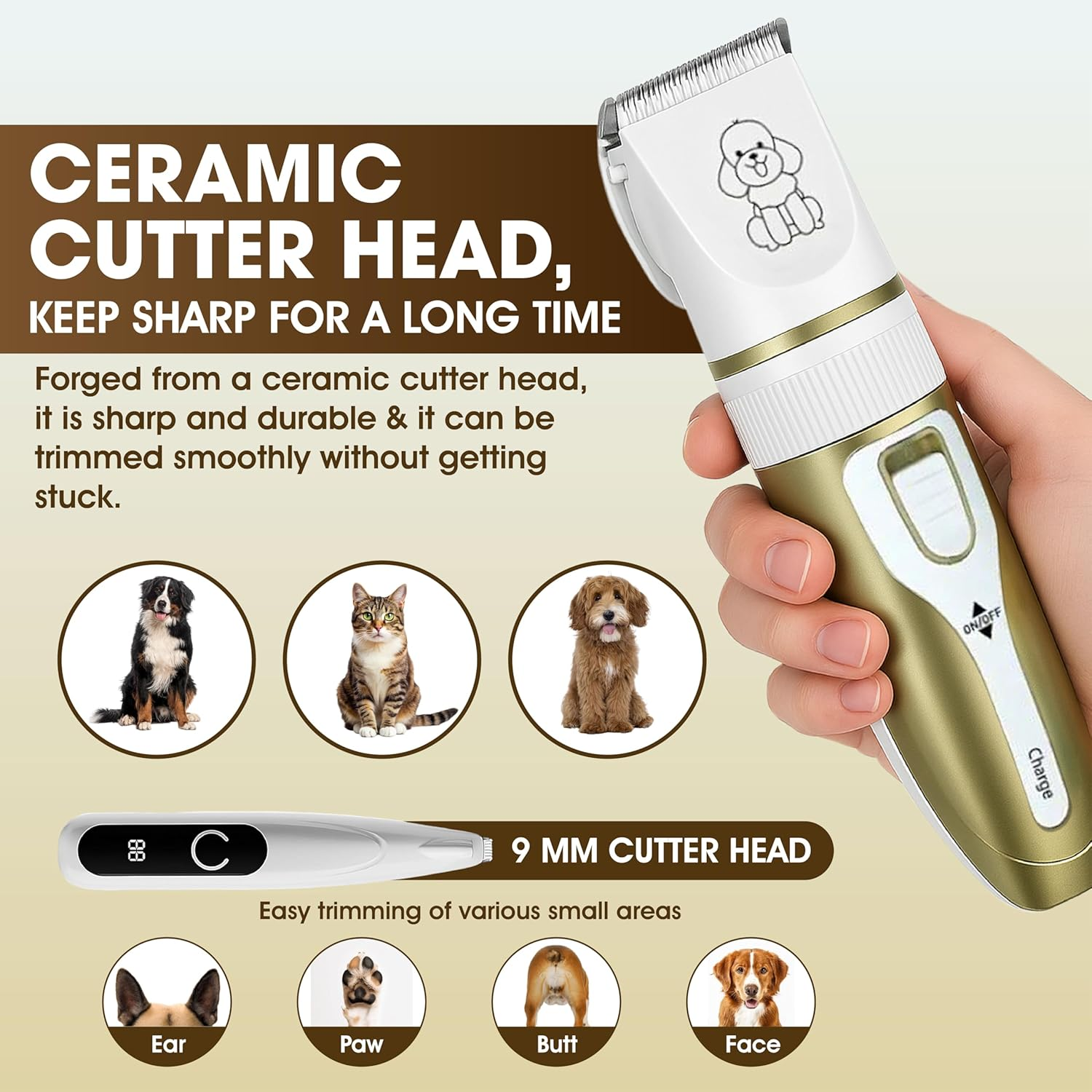 Electric Pet Grooming Kit &ndash; Low Noise Cordless Dog & Cat Clippers, Precision Trimmer, Nail Clippers, USB Rechargeable, for Home Grooming & Hair Trimming image number 1