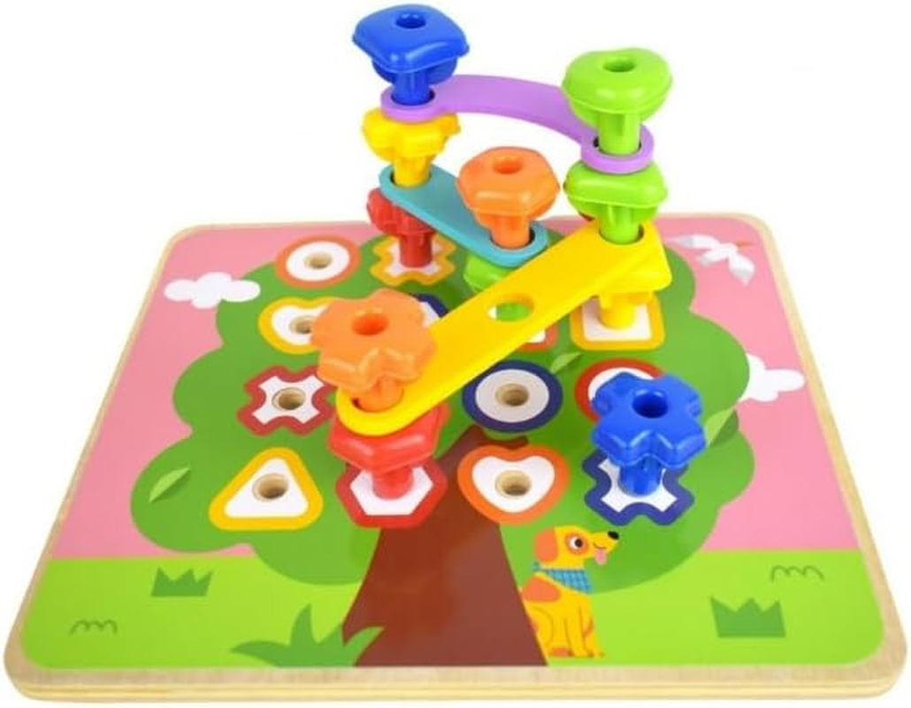 Tooky Toy Rainbow Educational Stacking Pegs Puzzle and Activity Board for Toddlers image number 4