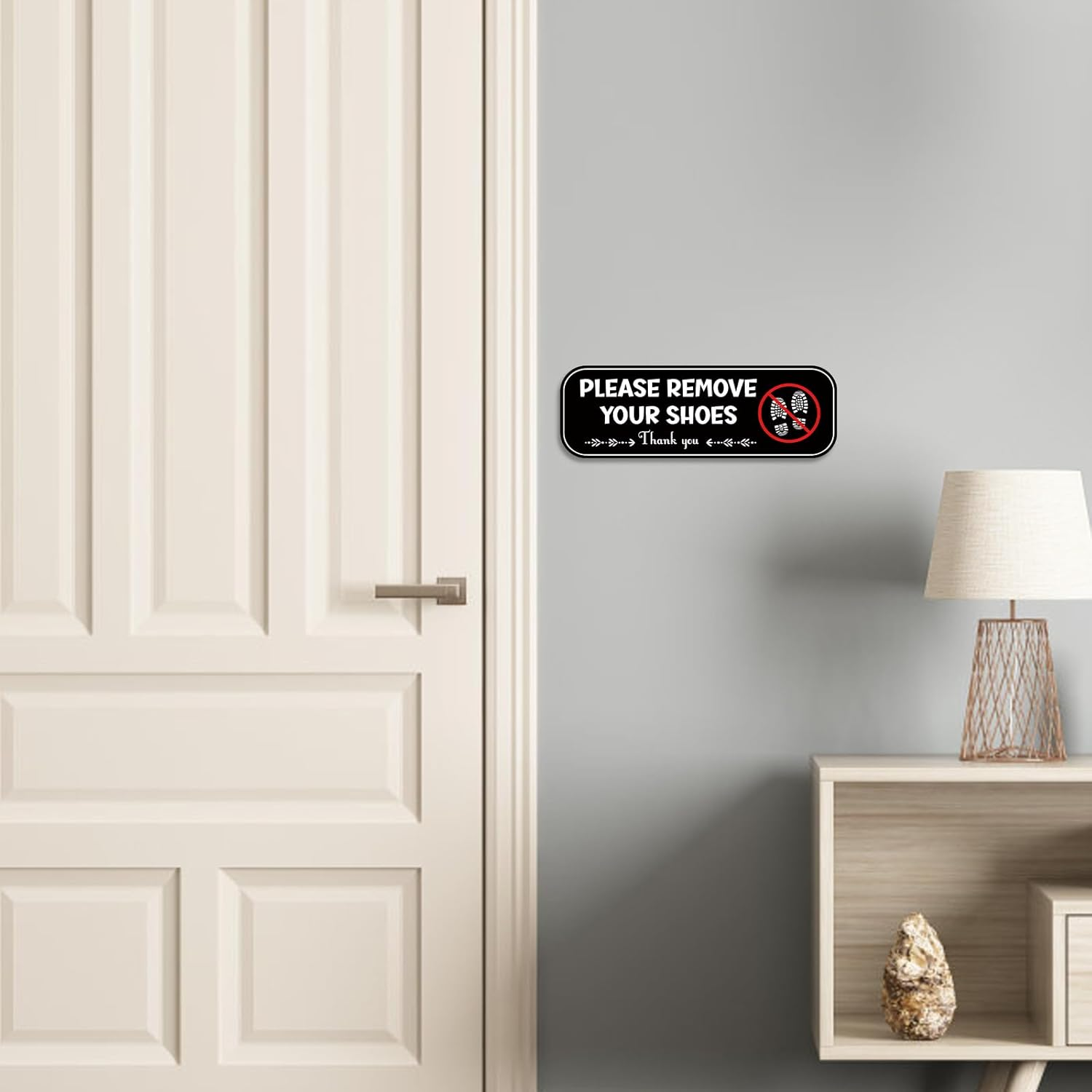 2Pcs Acrylic No Shoes Sign - Take Your Shoes off Sign for Front Door, Offices, Cafes, Restaurants & More image number 2