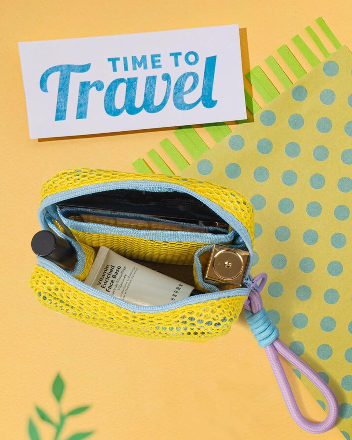 DDPOND Mesh Makeup Bag Mesh Cosmetic Bag Travel Toiletry Bag Pouch with Zipper Mini Cute Makeup Cosmetic Travel Toiletry Purse Bag for Travel Accessories (Green) image number 5