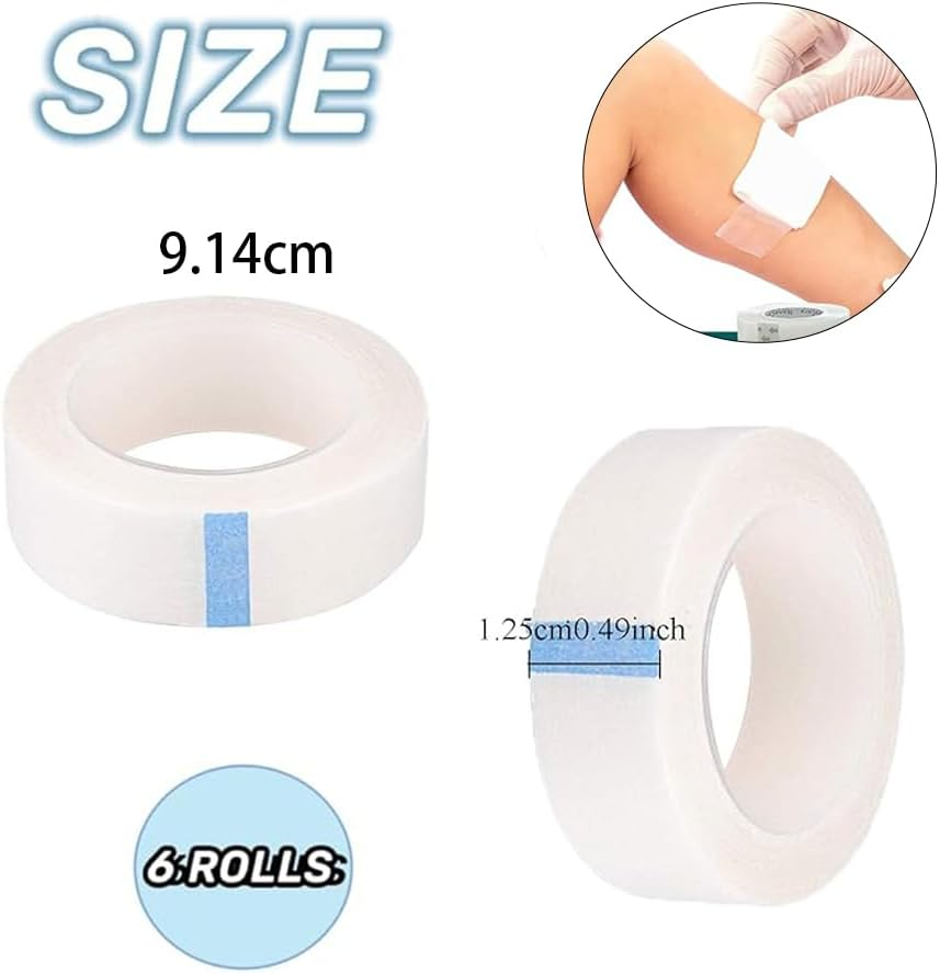 PE Micropore Medical Tape Lash Tape, 6Rolls Micropore Surgical Tape,Breathable First Aid Paper Medical Tape Athletic Tape Adhesive Tape Earring Cover up Tape,Paper Tape for Wounds (1.25Cm) image number 5
