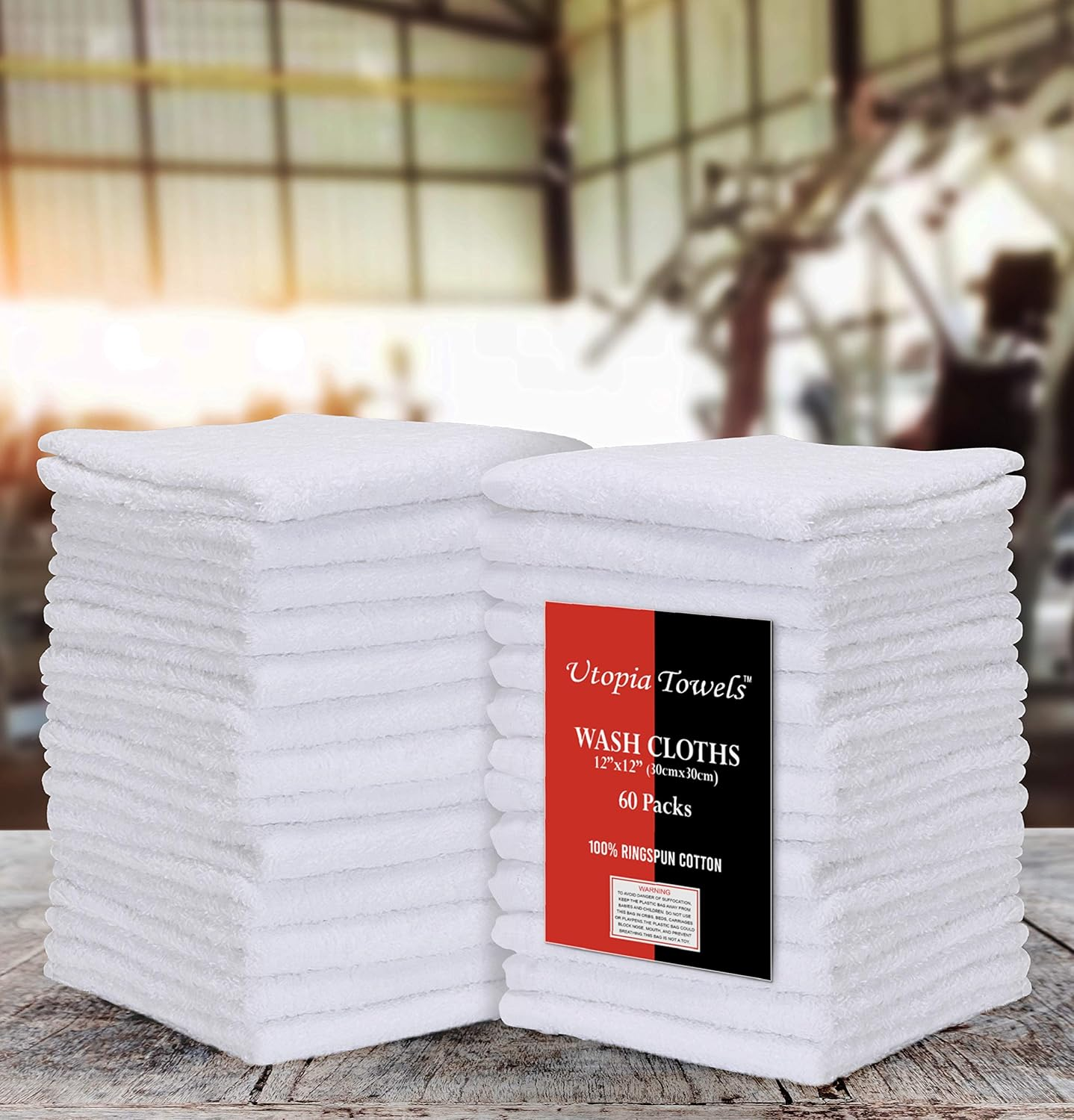 Utopia Towels Cotton Washcloths Set - 100% Ring Spun Cotton, Premium Quality Flannel Face Cloths, Highly Absorbent and Soft Feel Fingertip Towels (60 Pack, White) image number 1