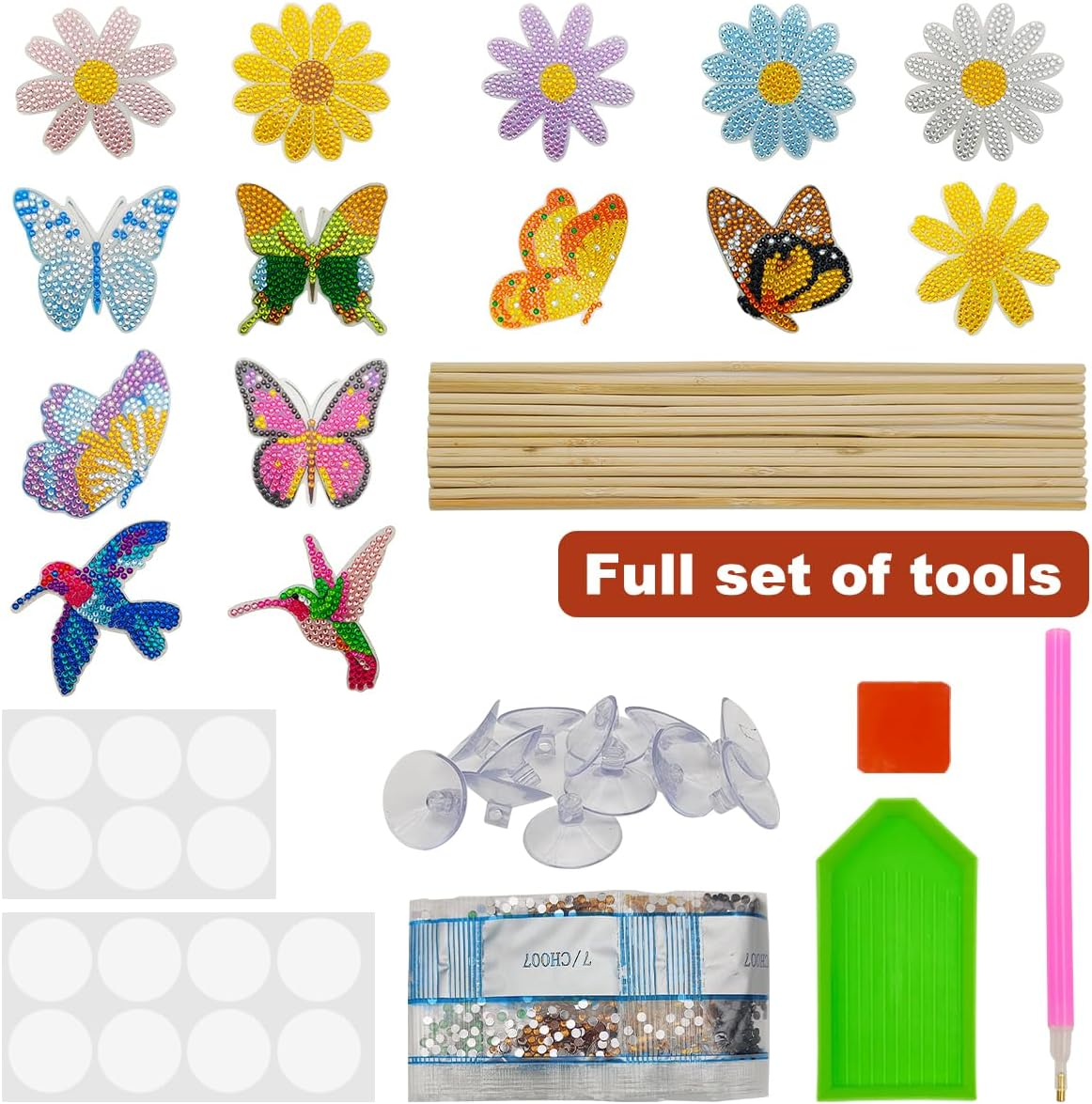 SENHAI 14 Pcs Diamond Art Kits for Adults, 5D Butterfly Flower Bird Paint by Numbers Kit Crafts Full Drill Diamond round Crystal Diamond Paintings Kits for DIY Garden Decor image number 4