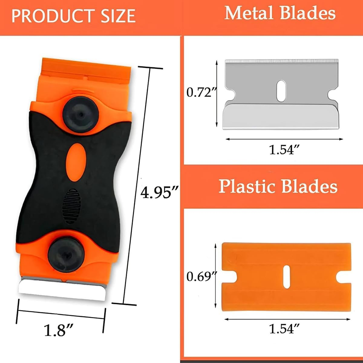 2 Pack Multi-Purpose Cleaning Razor Scraper, 2-In-1 Scraper Tool with 10Pcs Plastic Blades and 10Pcs Metal Blades for Scraping Labels, Decals, Stickers, Paint from Glass, Stovetop, Subfloor image number 4