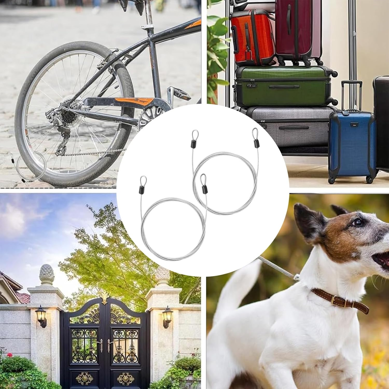 2-Pack Bike Cable Locks - 1M 3Mm Security Cable with Double Loop Design, Heavy Duty Coated Wire for Bicycles, Luggage & Sports Equipment image number 2