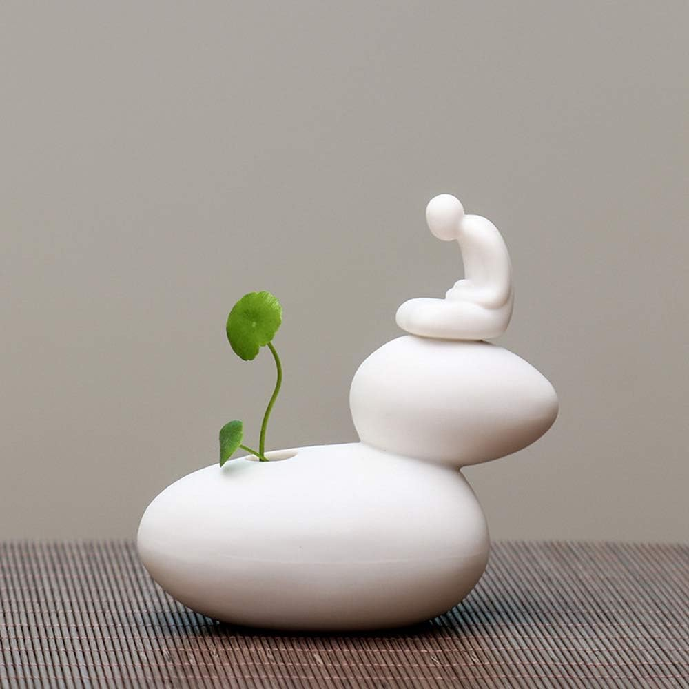 Creative Simple Ceramic No Phase Buddha Figure Monk Hydroponic Flower Arrangement Device Home Office Desktop Small Ornaments (橙子)