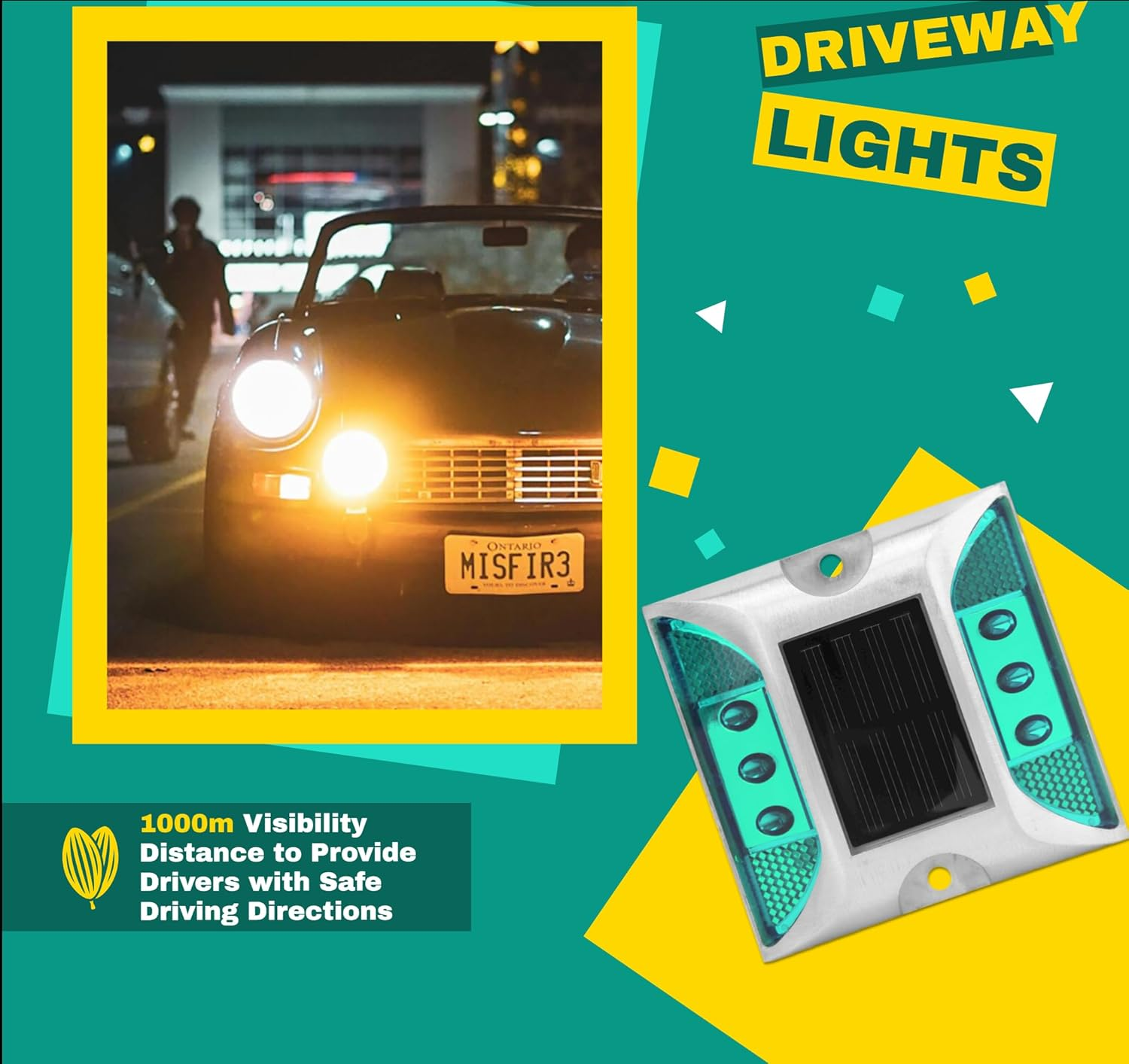 LED Solar Power Ground Marker Lights Waterproof Outdoor Driveway Road Highway Spike Lamp image number 1