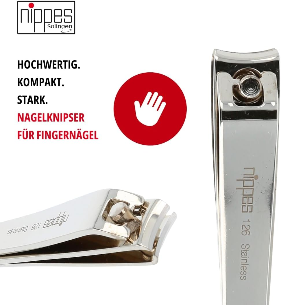 Nippes Solingen Nail Clippers for Fingernails, Nickel-Plated Steel, Length 6 Cm, Fingernail Clippers, Nail Care Clippers, Nail Clippers, Made in Germany image number 1