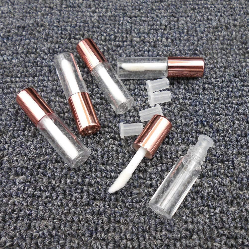 LTKJ 25 Pack 1.2 Ml Pretty Empty Lip Gloss Tubes Containers, Clear Mini Refillable Lip Balm Bottles with Rubber Inserts and 3Pcs Transfer Pipettes for Lip Samples Travel DIY Makeup (Rose Gold) image number 3
