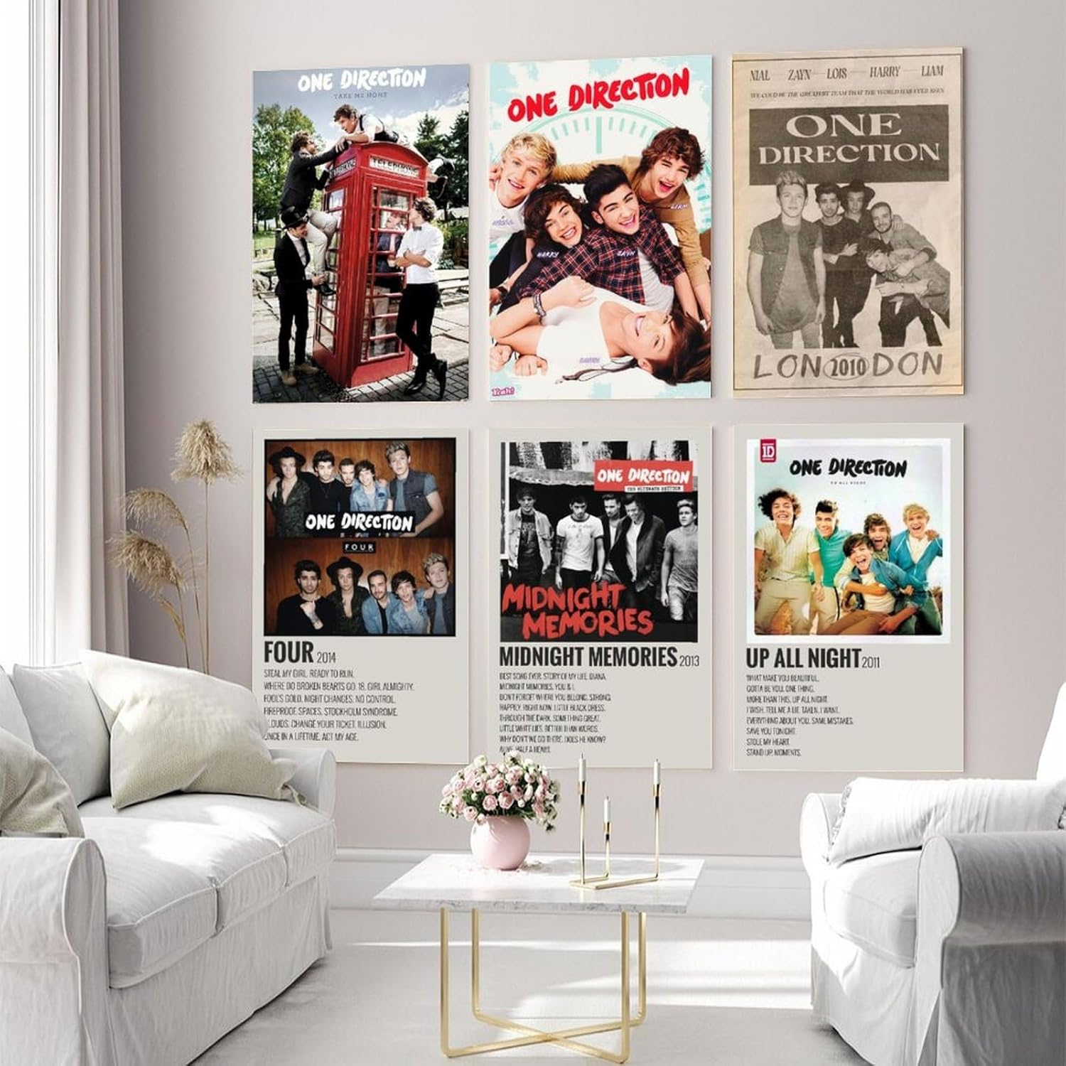 One Poster Direction Music Vintage Cover Poster a Set of 6 Canvas Posters Room Aesthetic Festival Family Bedroom Decor Wall Art Home08X12Inch(20X30Cm) Style