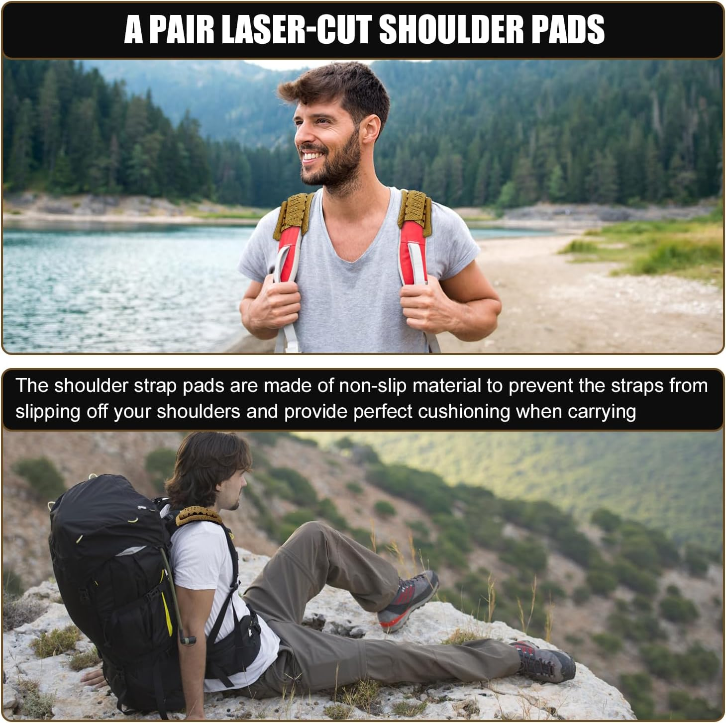 2Pcs Shoulder Strap Pads, 1000D Nylon Plate Carrier Shoulder Pads for Bag Strap Breathable Soft Shoulder Strap Cushion for Molle Vest Outdoor Backpack (Camel) image number 3