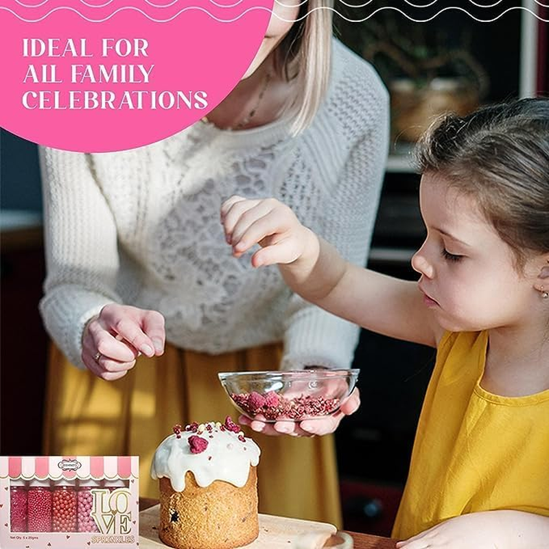 Confect Sprinkles for Cakes & Cupcakes Decoration | Assorted Pack of 5 Garden Party Pearl Sprinkles | Rose Pink Sprinkles | Mix Dragees, Jimmies & Sparkling Sugar - 3.5 Oz